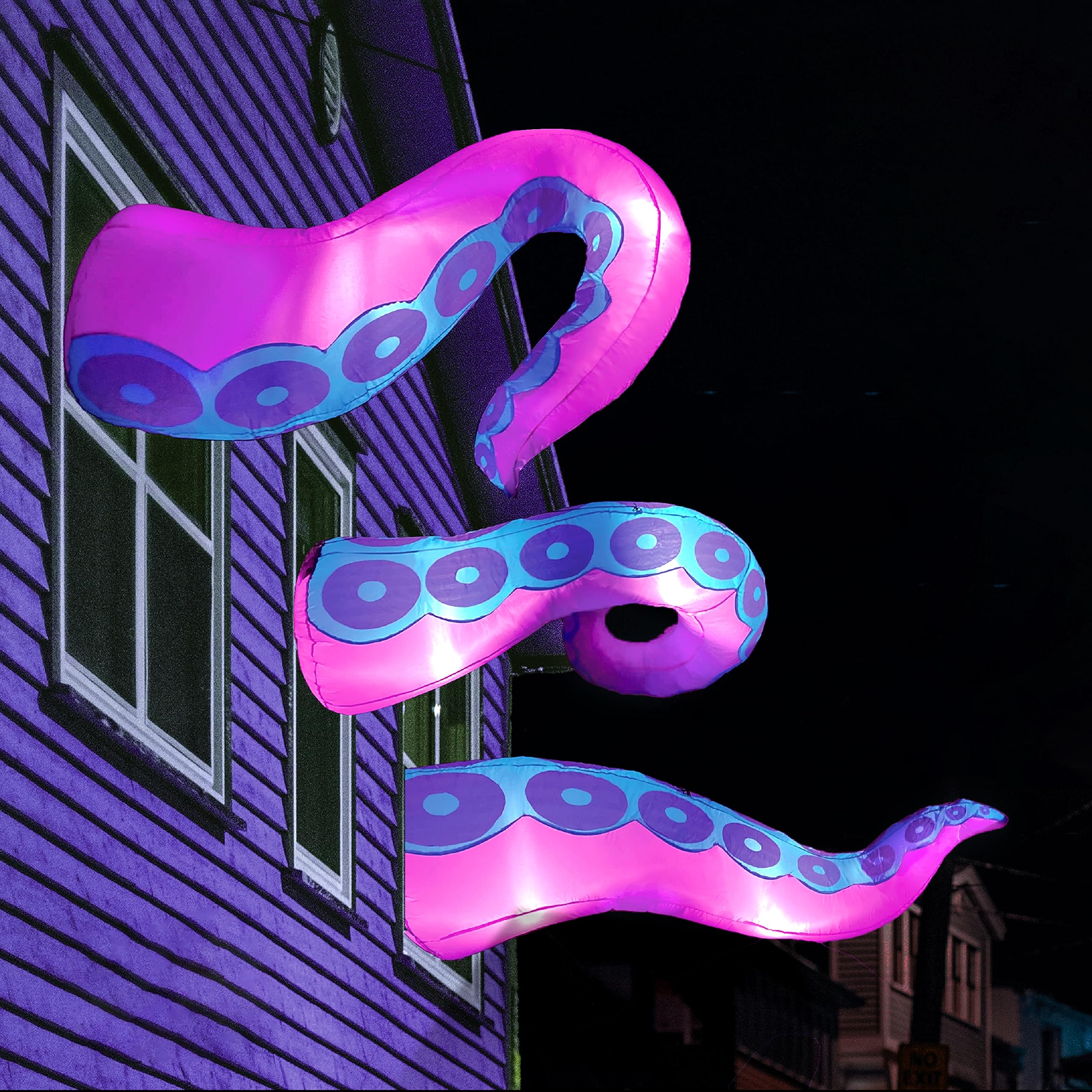 Joiedomi 3 Pcs Halloween Inflatables Octopus Tentacle Outdoor Window Decorations, Octopus Legs with Build-in LEDs, Halloween Fro