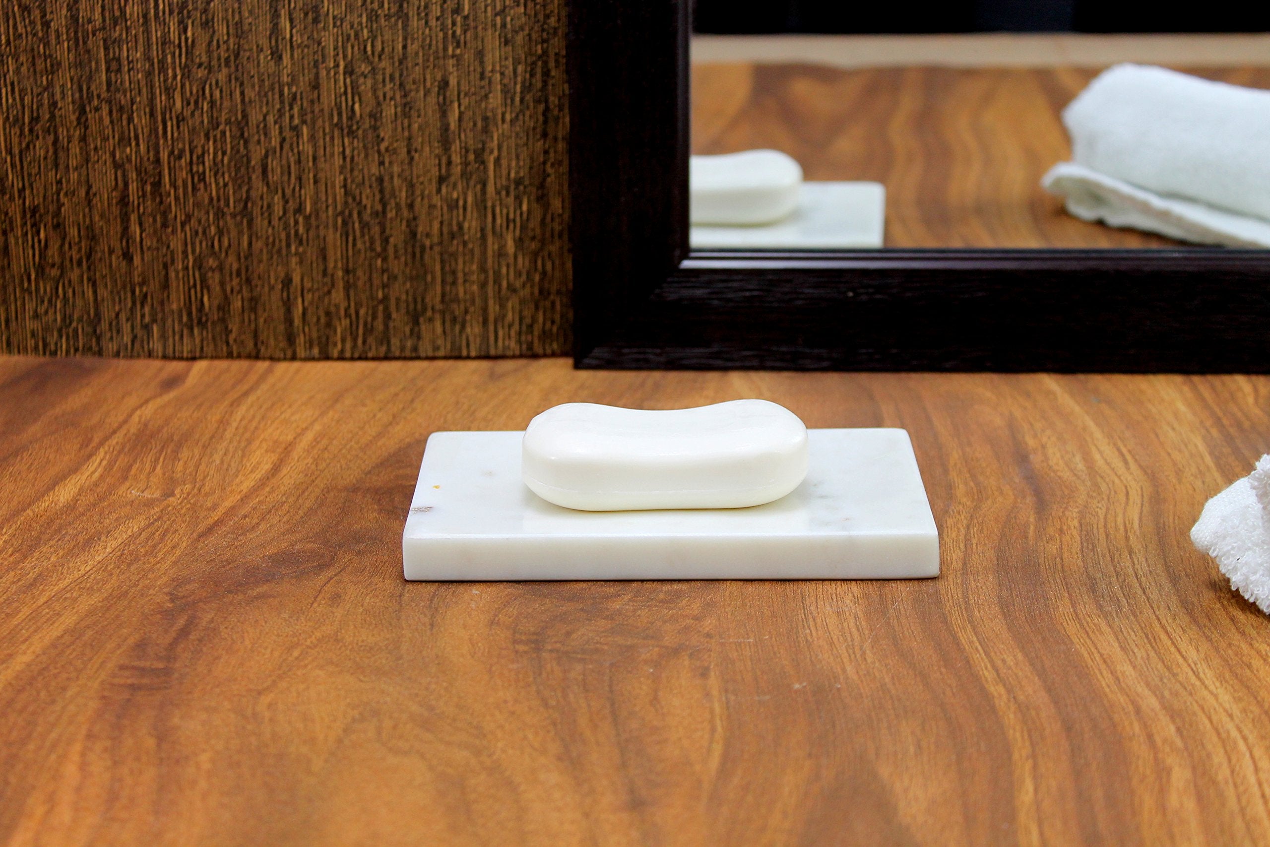 Stonkraft Kleo Marble Stone Soap Dish Soap Holder Bath Accessories Bathroom Accessories (Rectangular)