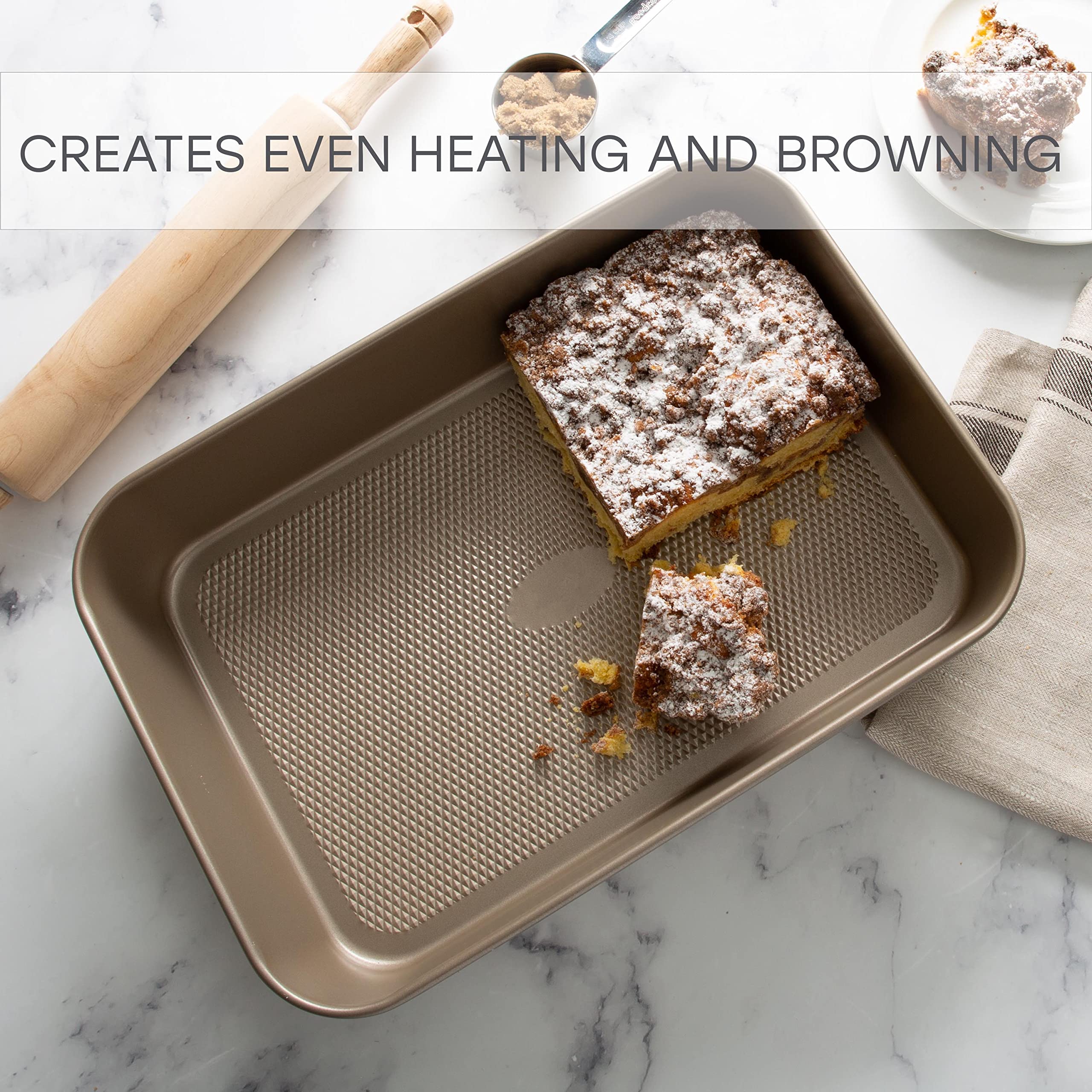 Kitchen Details Pro Series Deep Roasting Pan | Nonstick | Textured Diamond Base | Creates Even Heating | Safe Up To 500 Degrees