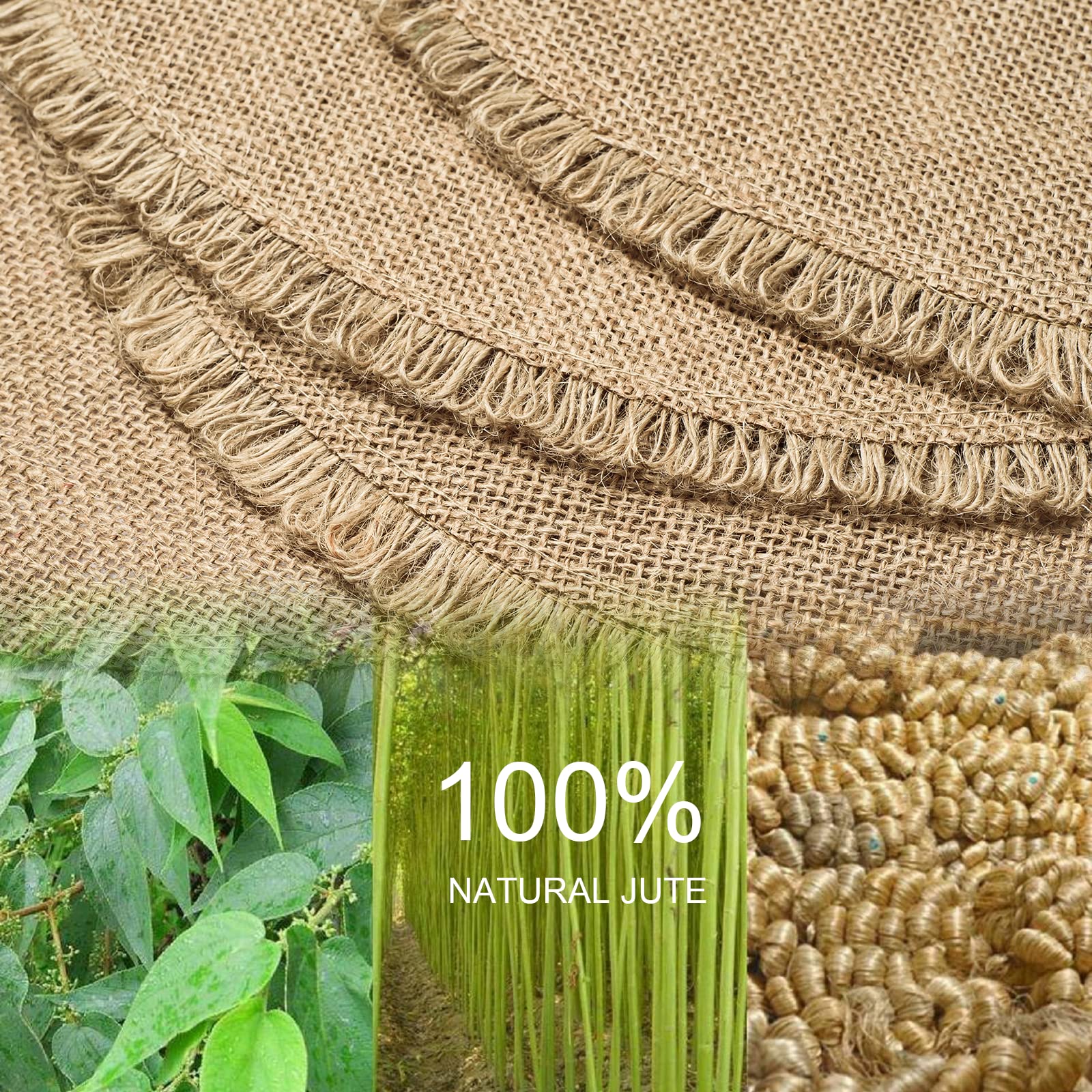Funwheat Burlap Round Braided Placemats Set Of 12 For Dining Tables 15 Inch Heat Resistant Jute Table Mats Farmhouse Woven Fabri