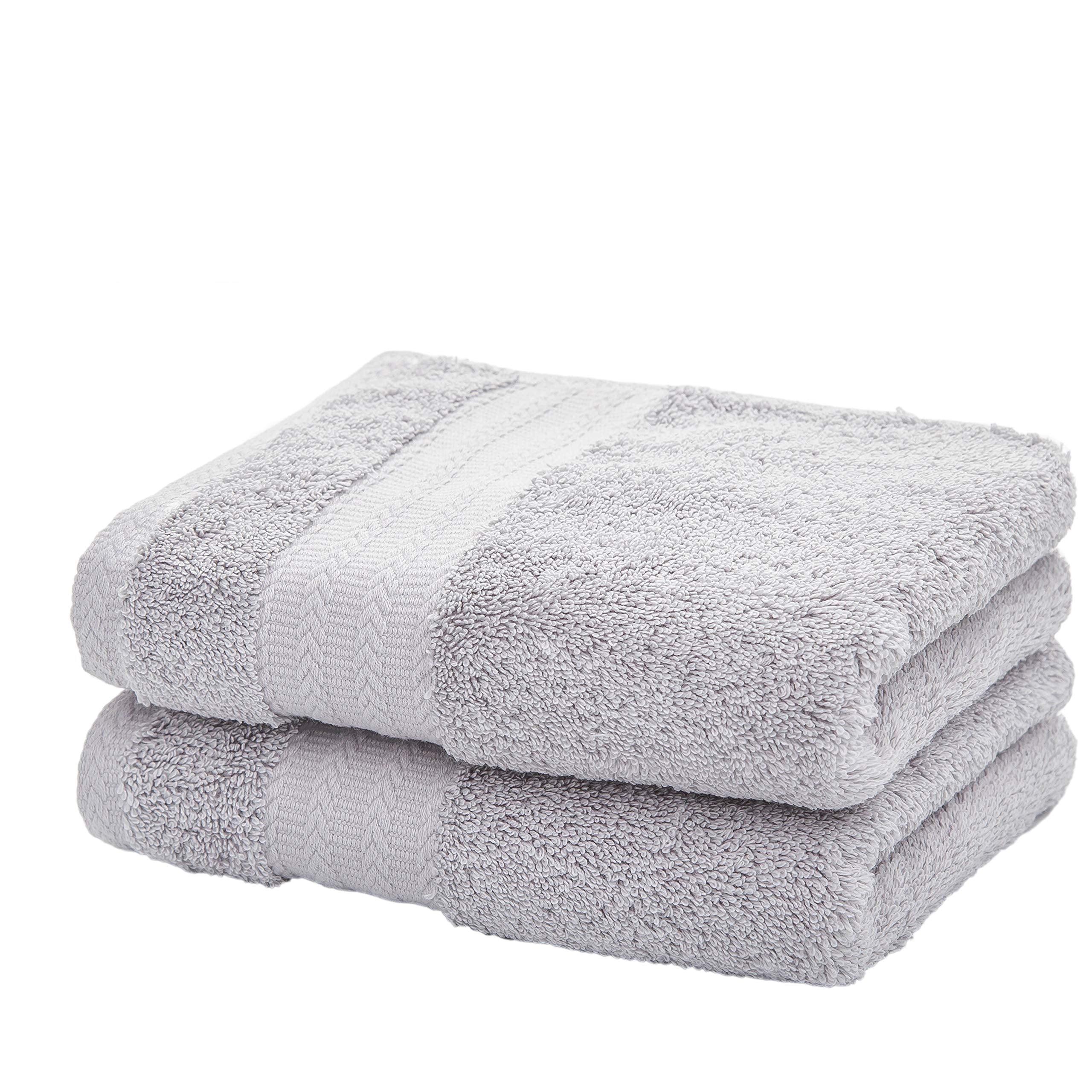 Leisofter Soft & Absorbent Cotton Hand Towels For Bathroom(Grey, 2-Pack, 14'' X 29'') - Multipurpose Towels For Bath, Gym And Sp