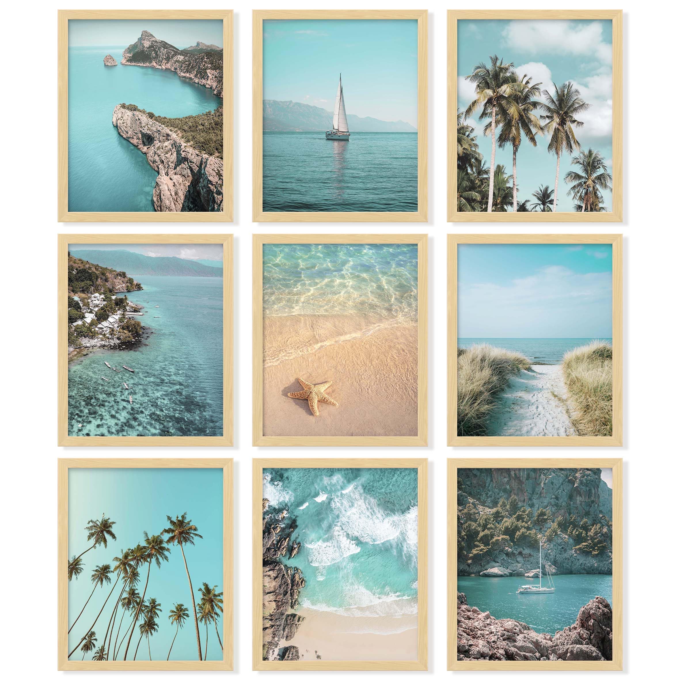 97 Decor Coastal Wall Art Decor - Coastal Posters Beach Pictures  Ocean Beach Prints Wall Art  Summer Tropical Artwork Coastal  Palm Tree Beachy Photos for Teen Girls Room (8x10 UNFRAMED)
