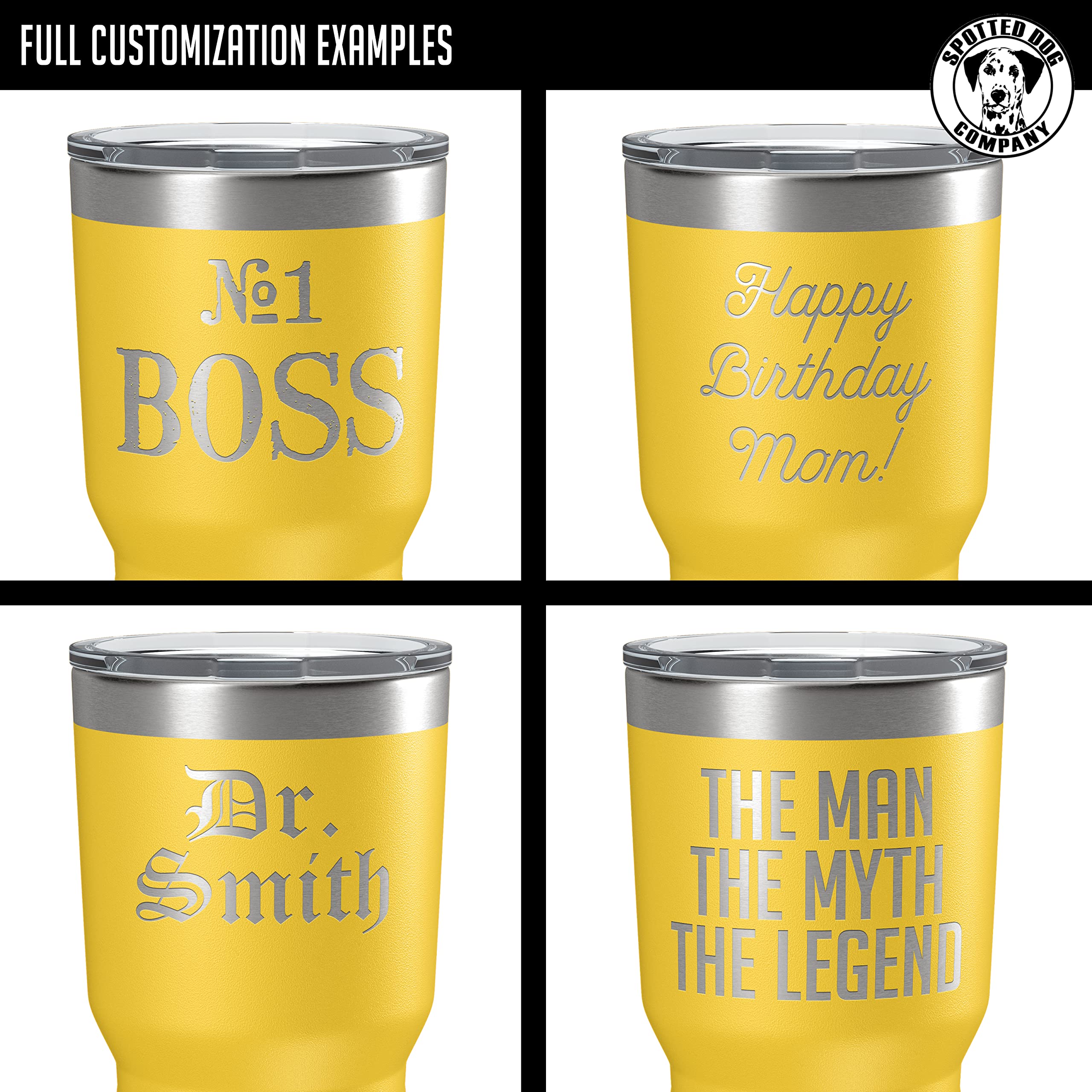 Personalized 30Oz (17 Colors) Powder Coated Insulated Stainless Steel Tumbler With Lid, Custom Etched, Customized Text Message N
