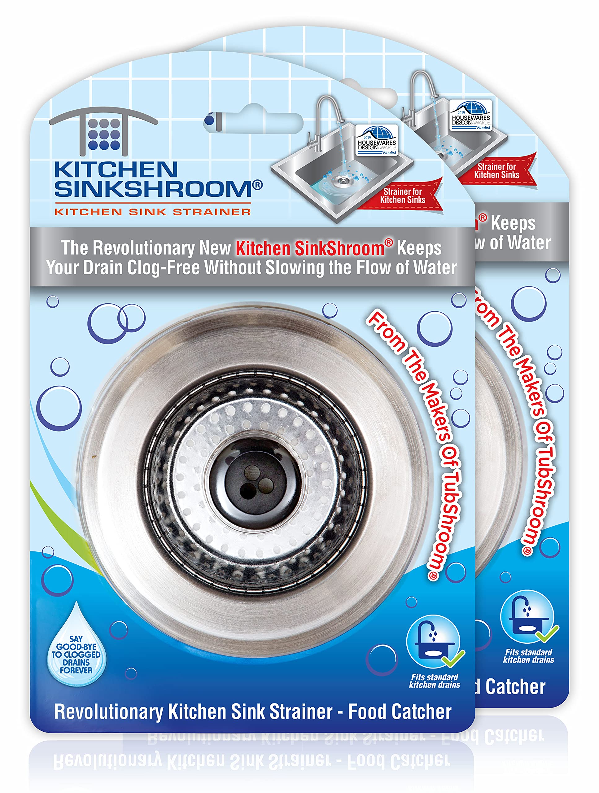 Sinkshroom Revolutionary Clog-Free Sink Strainer Basket, 2-Pack, Stainless Steel
