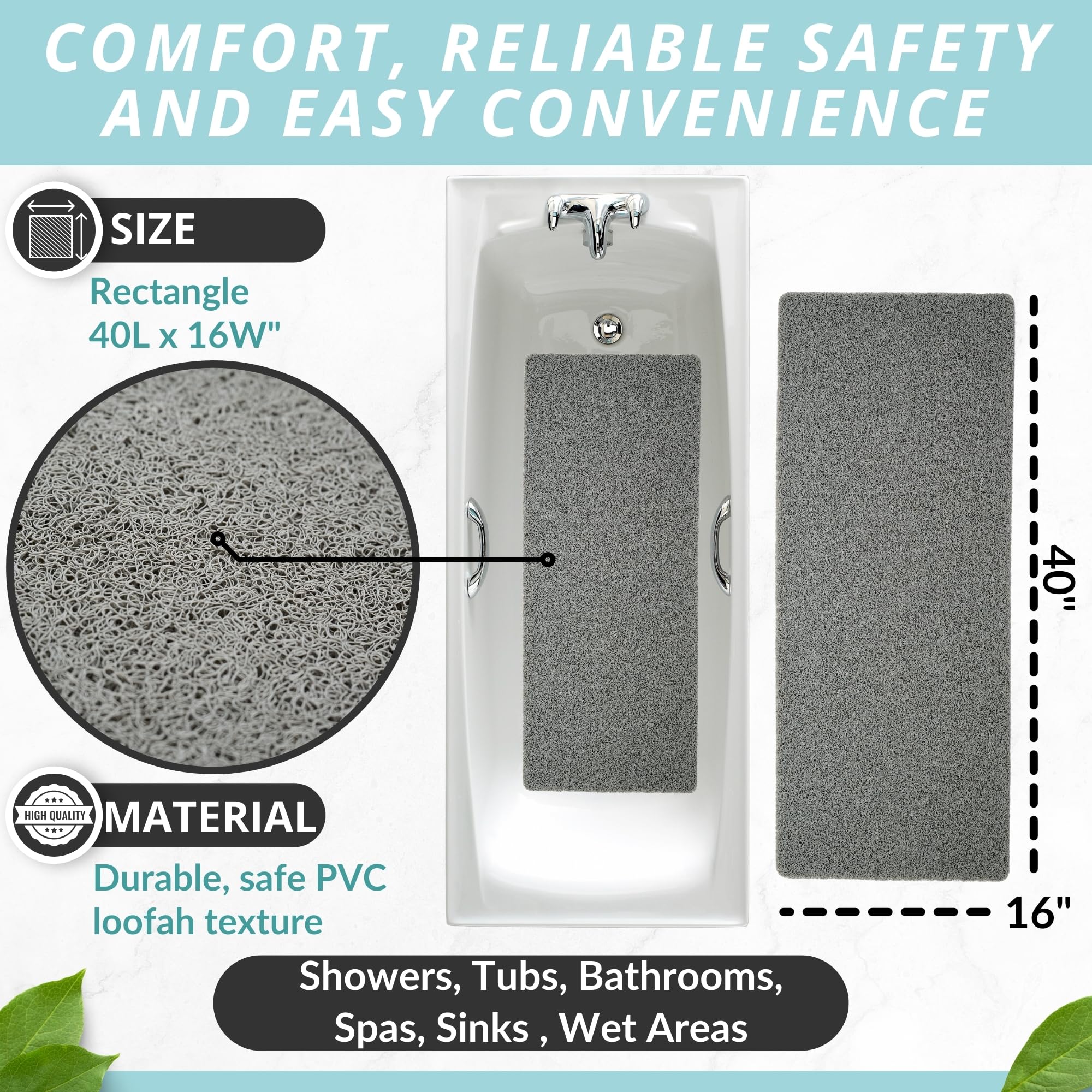 Enkosi Loofah Shower Mat Non Slip - Bathtub Mat Non Slip - Shower Mats For Bathroom - Non Slip Mat - Bath Matts For Tub - Non Sl