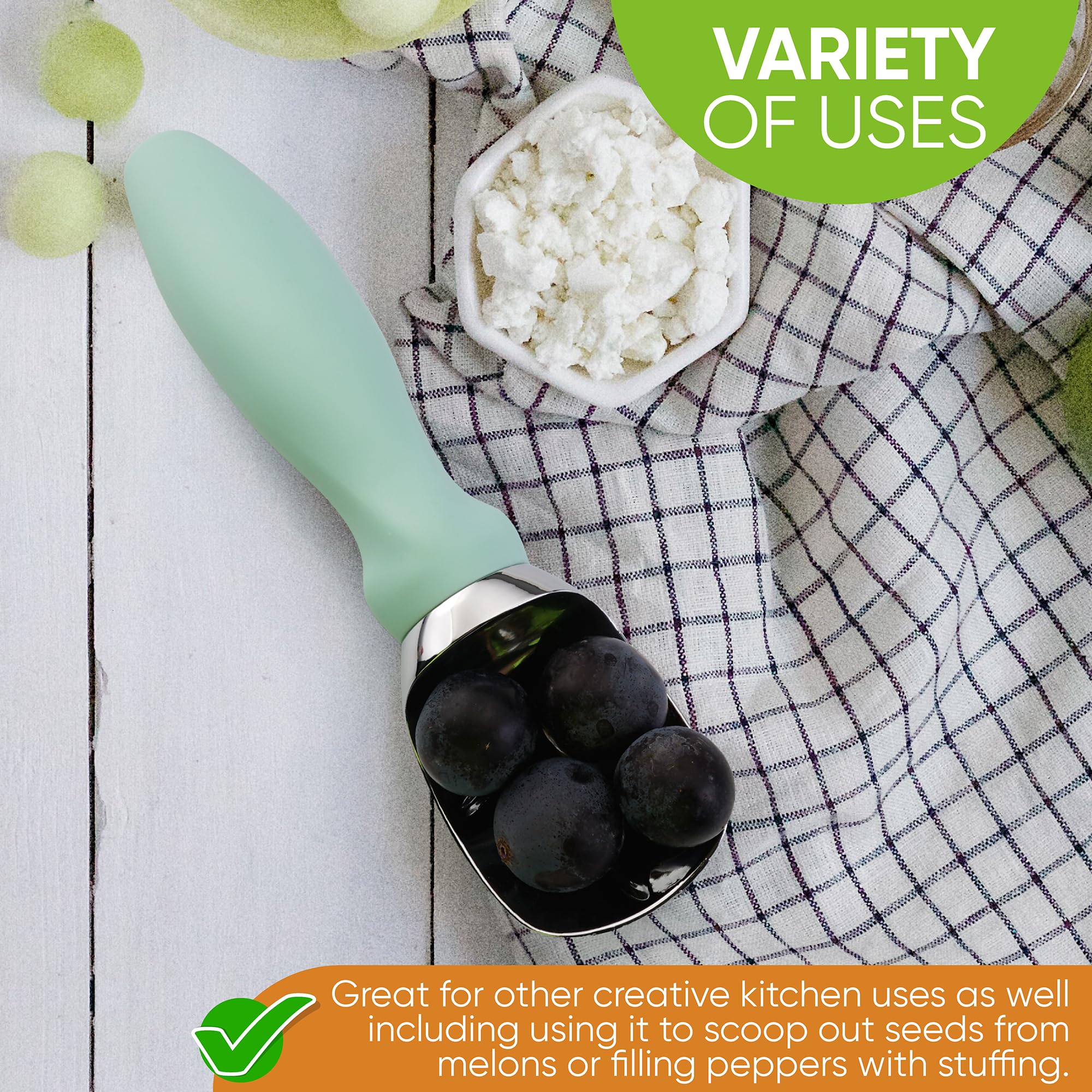 Spring Chef Heavy Duty Ice Cream Scoop With Comfortable Handle, Professional Metal Ice Cream Spoon, Dishwasher Safe Kitchen Tool