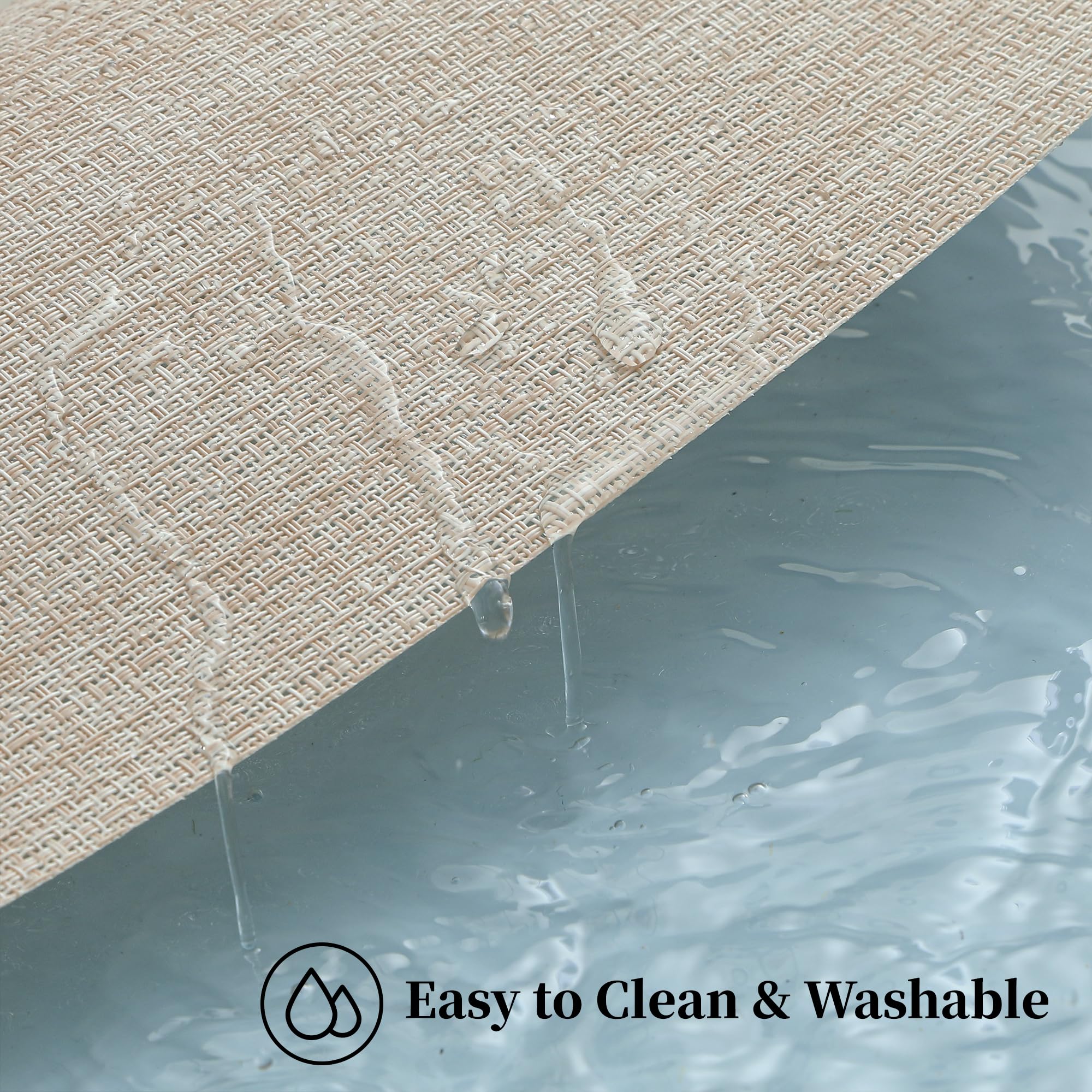Leetaltree Beige Placemats Set Of 12 - Heat Resistant Non-Slip Place Mats For Dining Table, Washable Durable Pvc Vinyl Woven Tab