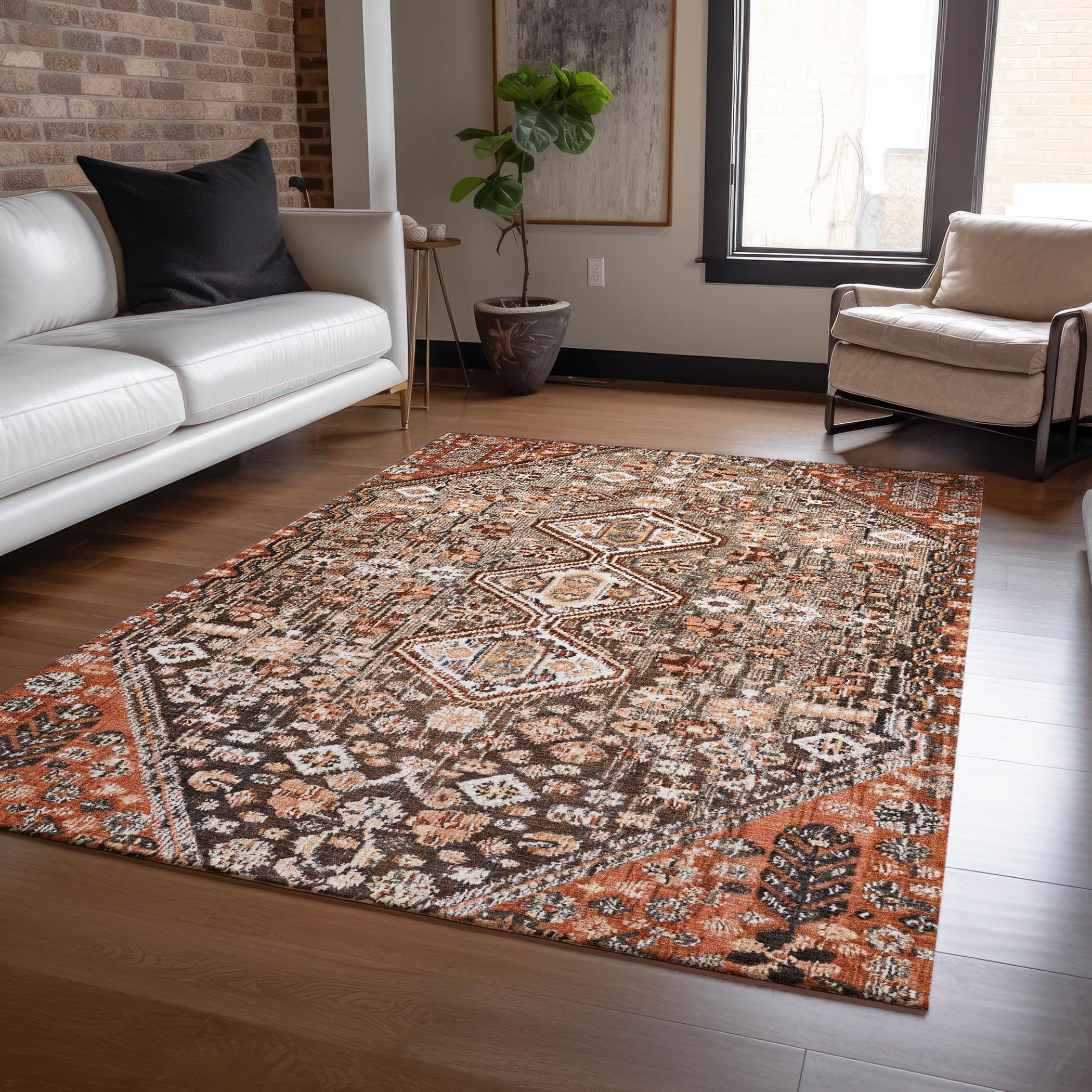 Machine Washable Indoor/Outdoor Chantille Fudge 10 x 14 Rug