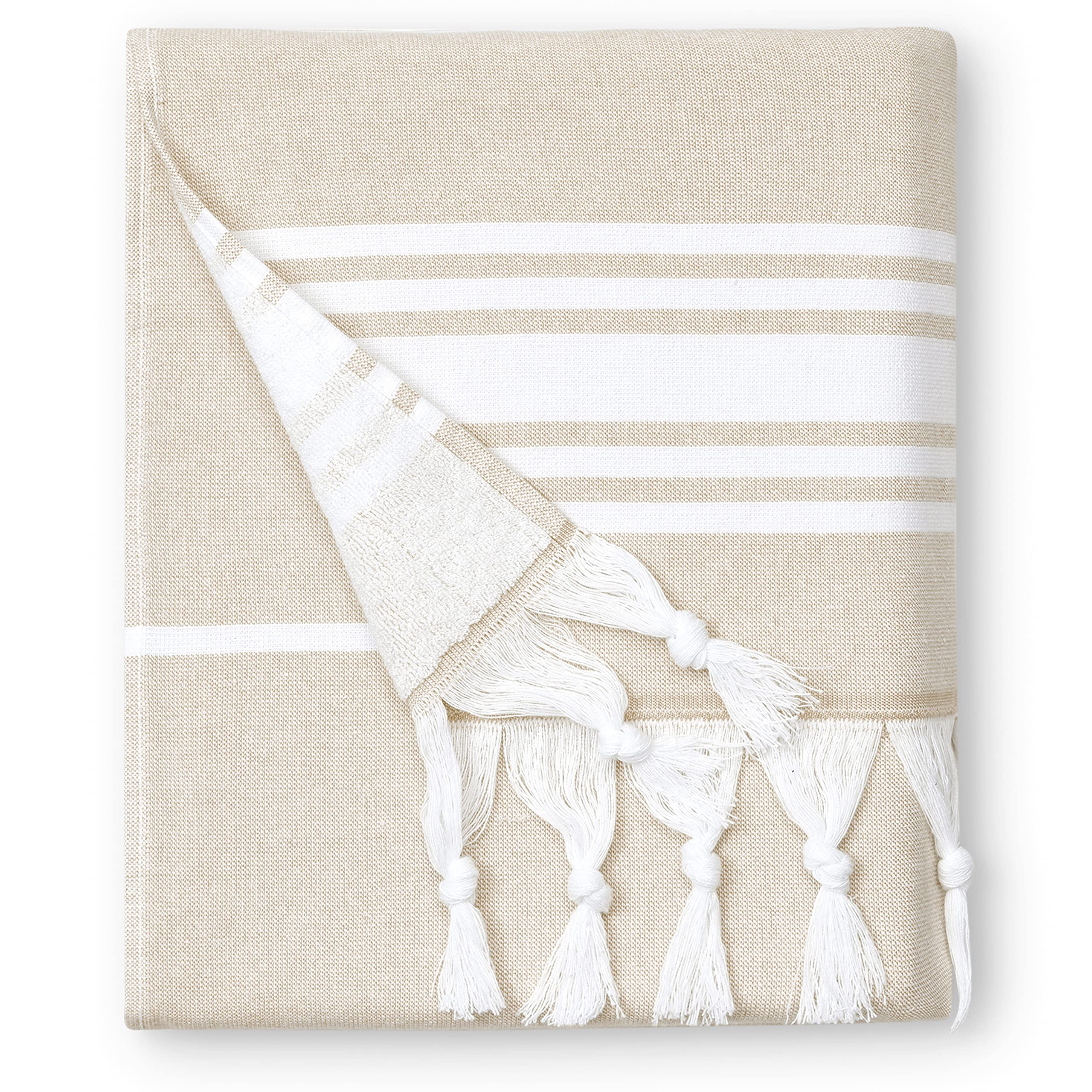 Laguna Beach Textile Co. Soft Turkish Fouta Beach Towel - Dune Tan, 400 Gsm