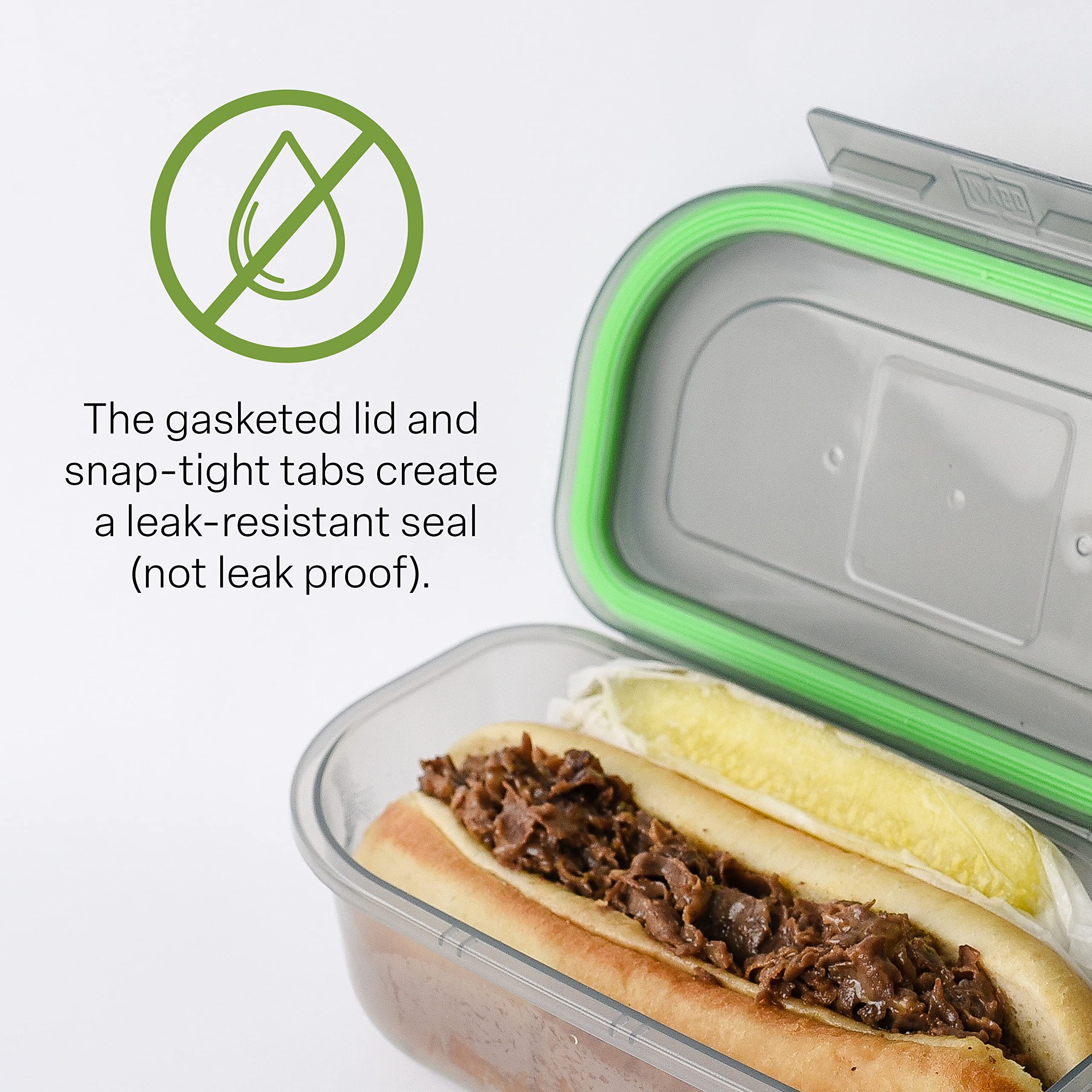 Mygo Container Half-Sized To-Go Single Compartment Container, 8'' X 5'' X 2-1/2'', Reusable, Microwave Safe, Nsf Certified, Smok