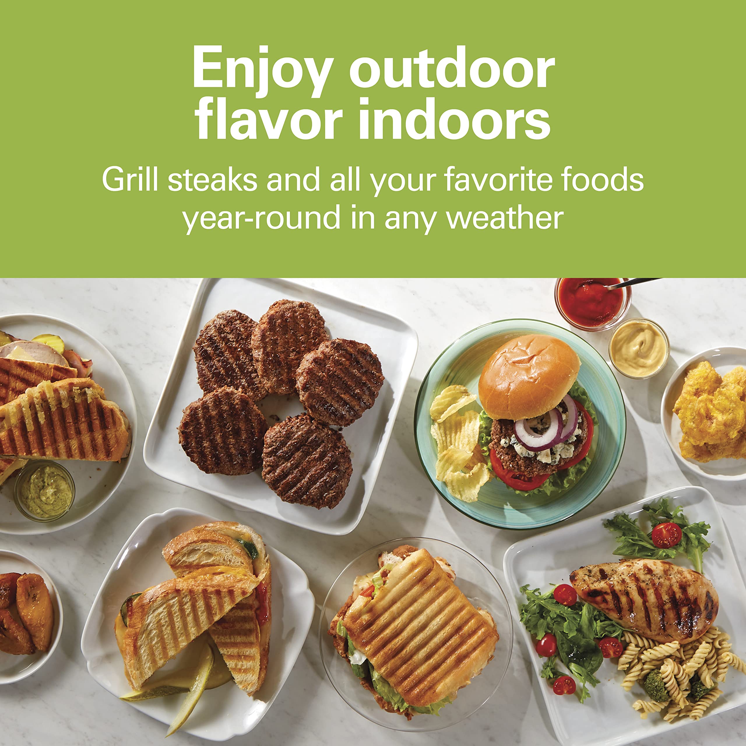 Hamilton Beach Steak Lover'S Electric Indoor Searing Grill, Nonstick 100 Square, Stainless Steel (25331), Black And Stainless, M