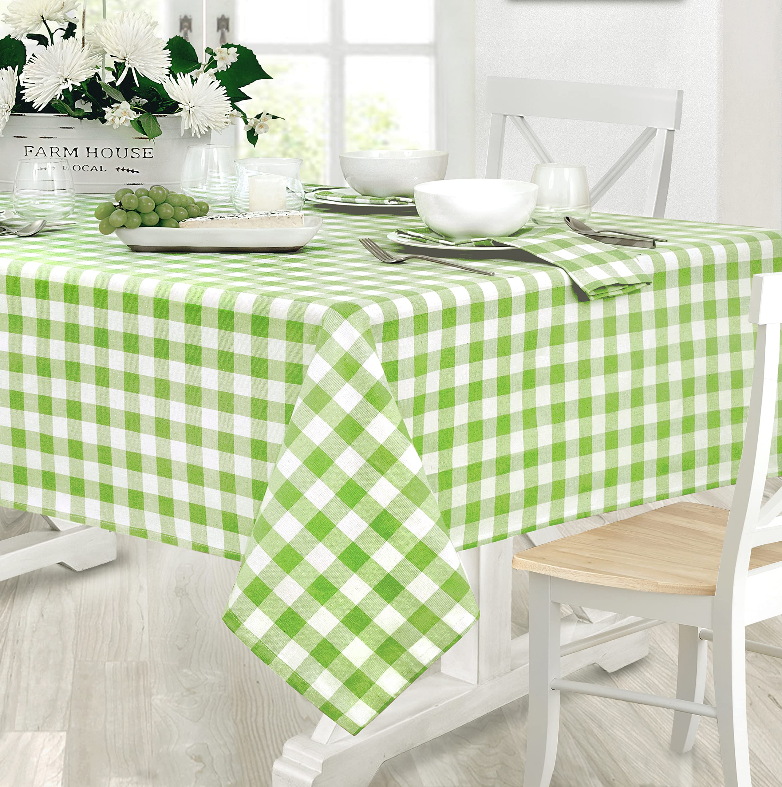 Home Bargains Plus Country Rustic Buffalo Plaid Cotton Fabric Napkins, Checkered Cottage Gingham Easy Care Napkins, Set Of 4 Nap