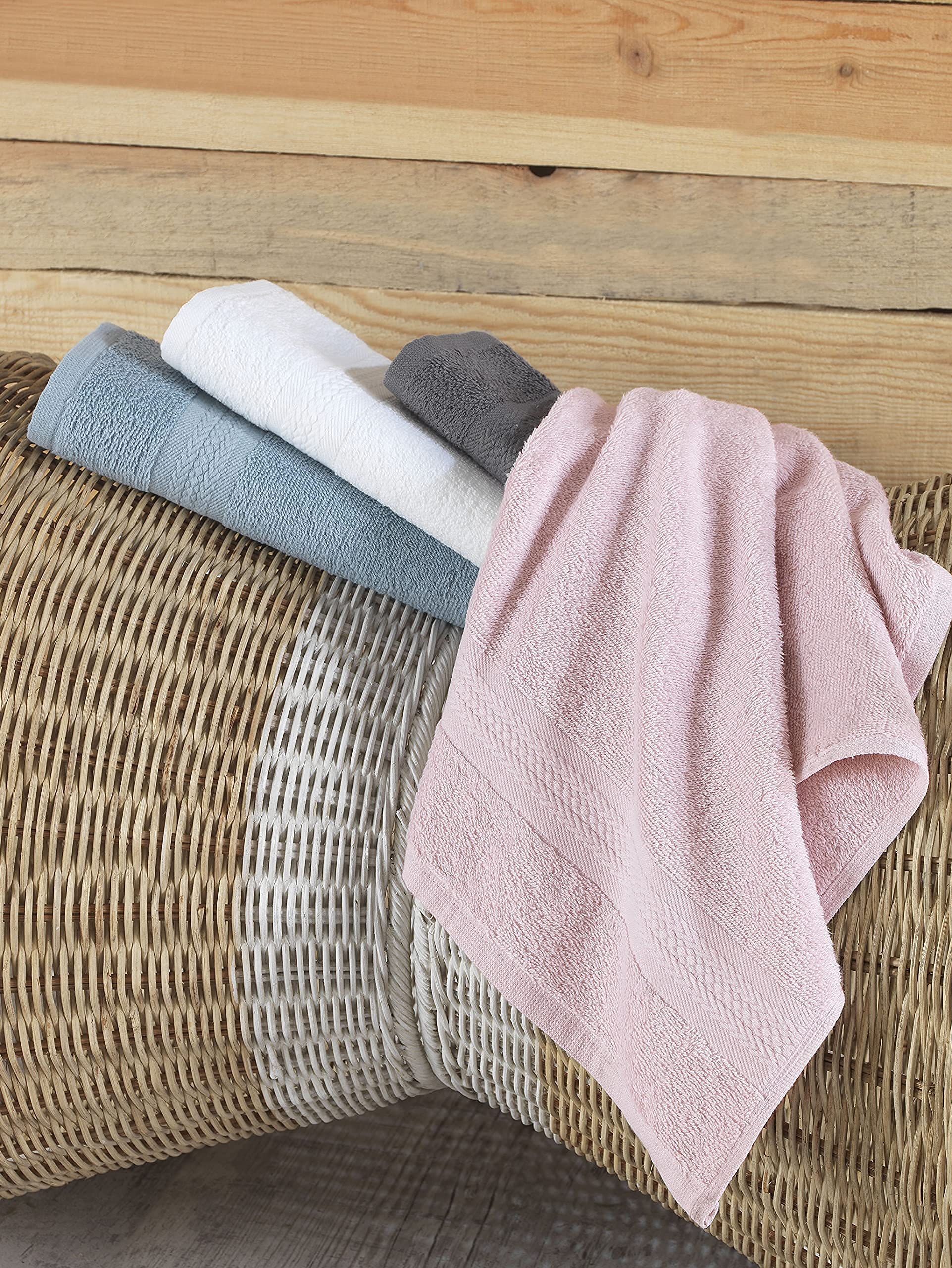 REGAL RUBY Quick-Dry 4 Pieces Blue Hand Towel -Bath Linen Set - Highly Absorbent 100% Turkish Cotton -Hand Towel for Bathroom Guests Pool Gym Camp Travel College Dorm Shower