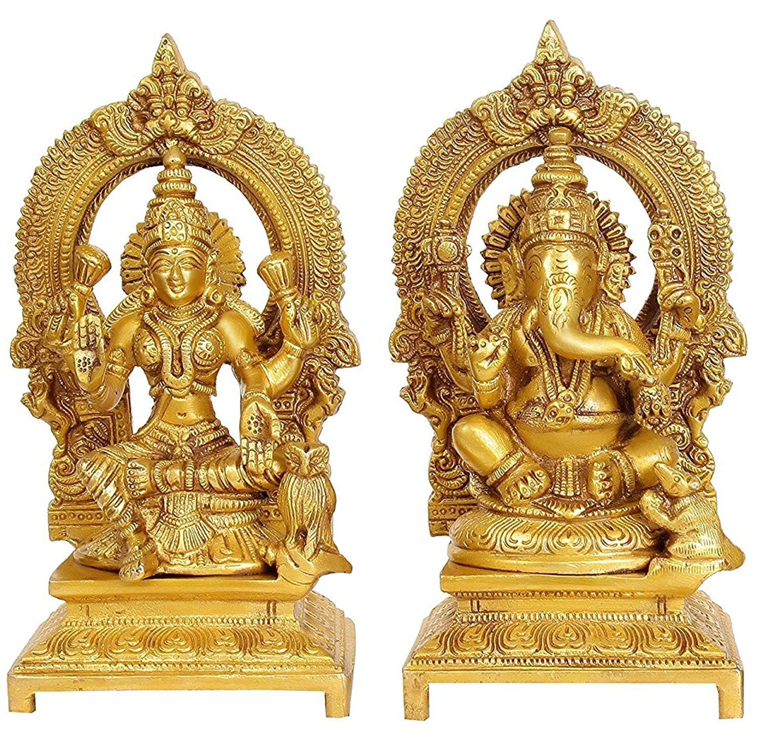 Idol Collections Brass Lakshmi And Ganesha Ganesh Murti Idol Statue Statue Height 7 Inches