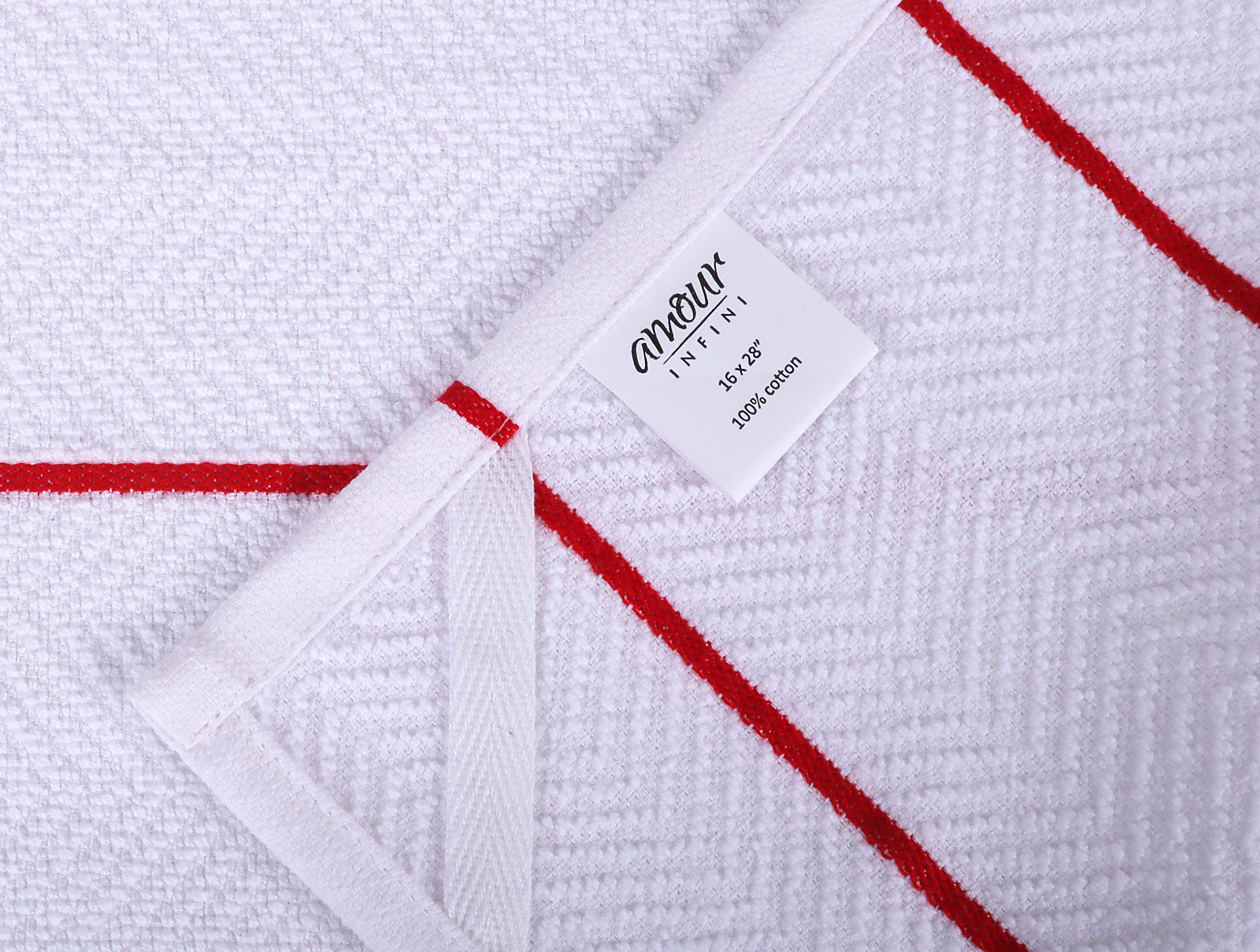 Amour Infini Herringbone Weave Terry Kitchen Towels | Set Of 6 | 28 X 16 Inches | 100% Ring Spun Cotton Dish Towels | Ultra Soft
