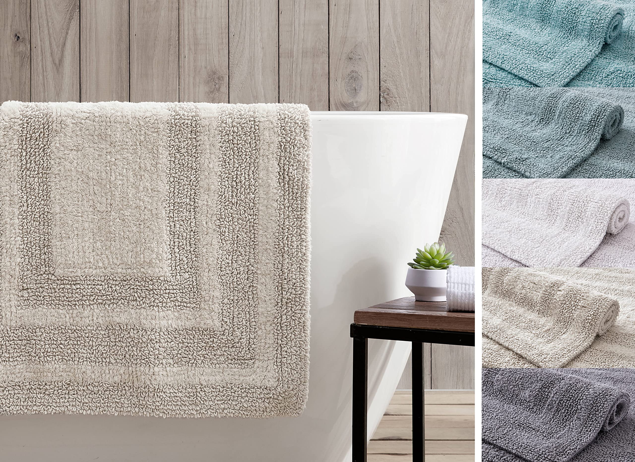 Eddie Bauer - Bathroom Rugs Set, Soft Tufted Cotton Bathroom Decor, Super Absorbent & Quick Dry (Logan Light Grey, 2 Piece)