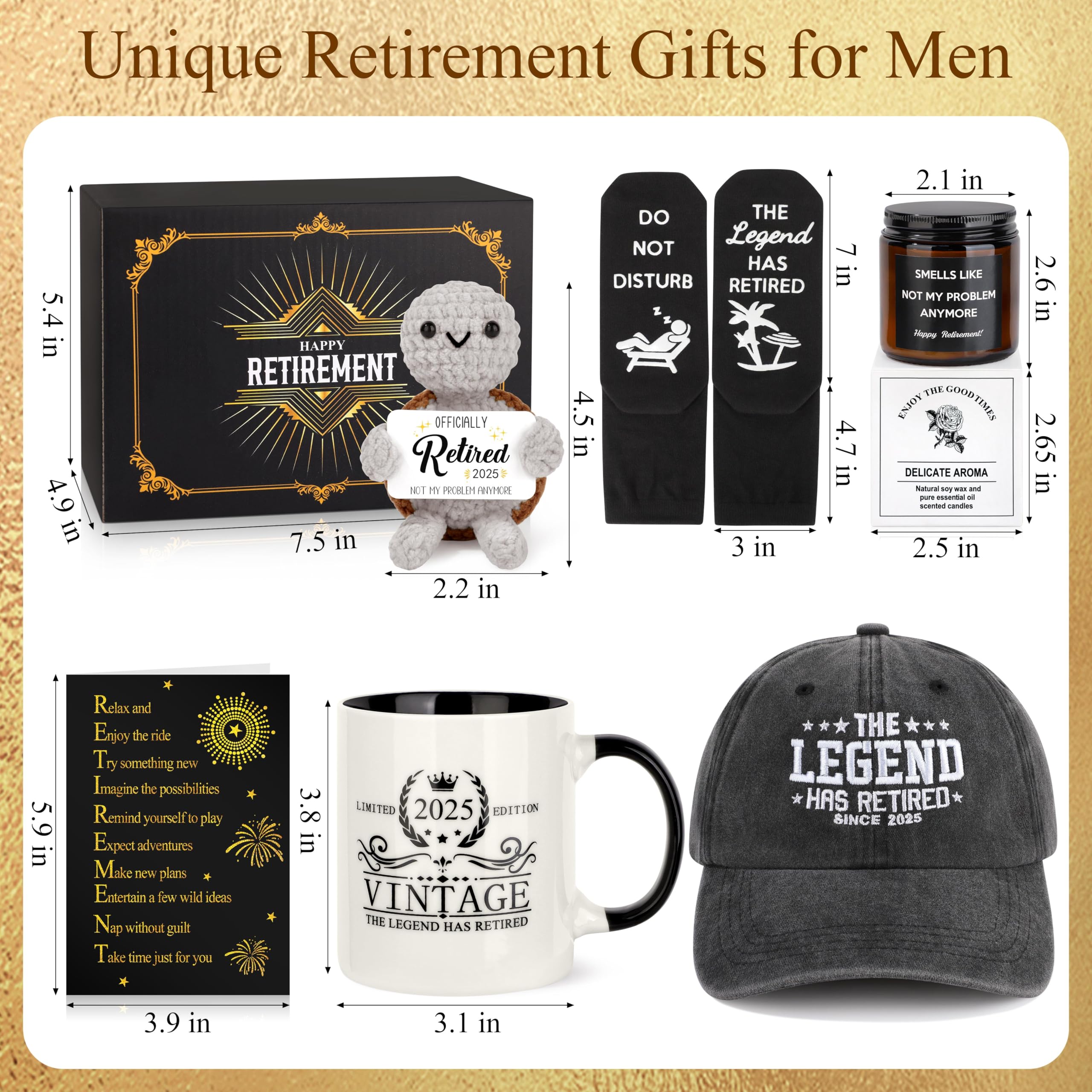 Memgift Retirement Gifts for Men 2025, Retired Gifts for Men, Happy Retirement Decorations Gift for Dad, Grandpa, Coworker, Teac