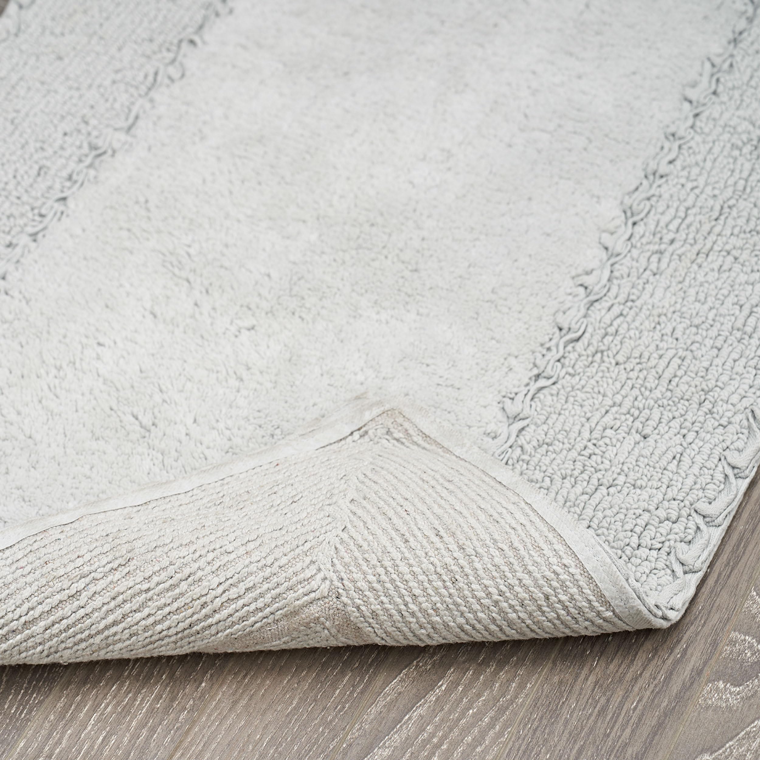 Laura Ashley Ruffle Cotton 2-Piece Bath Rug Set, Light Gray