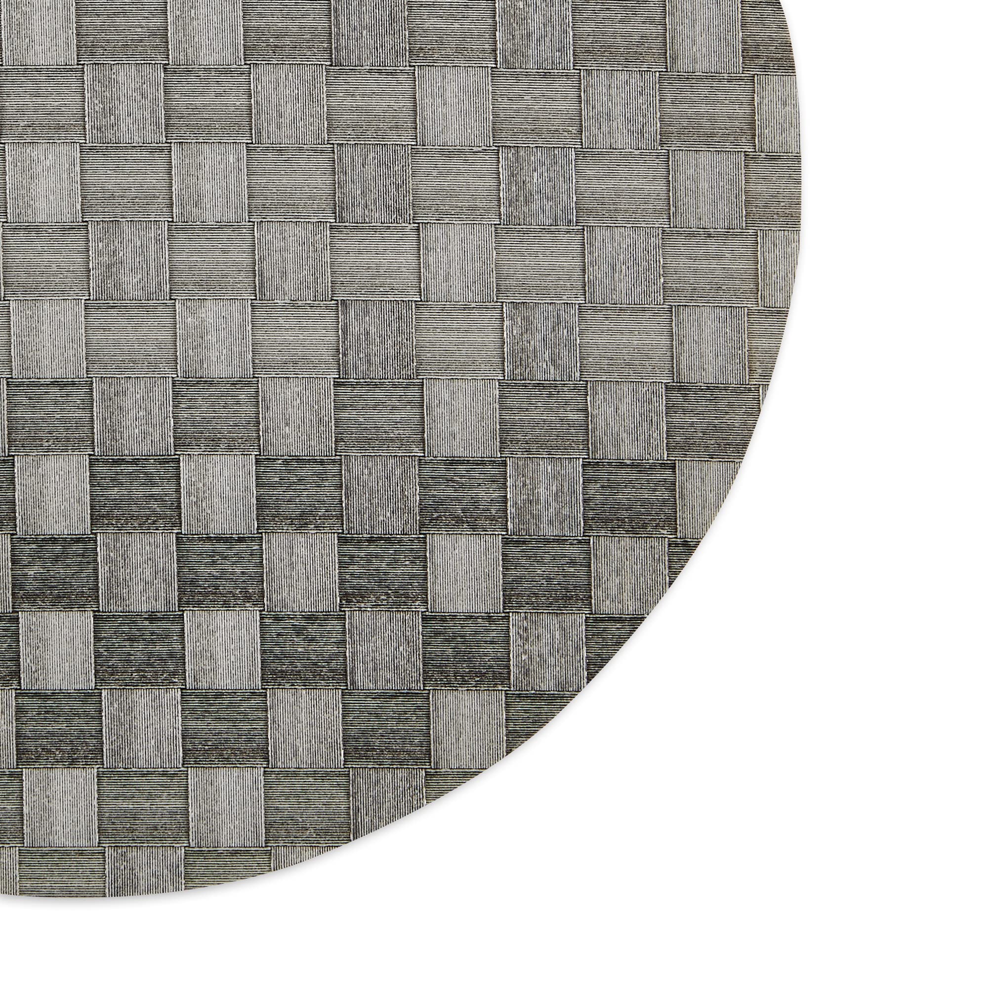 GRAY BASKETWEAVE ROUND WOVEN PLACEMAT SET/4