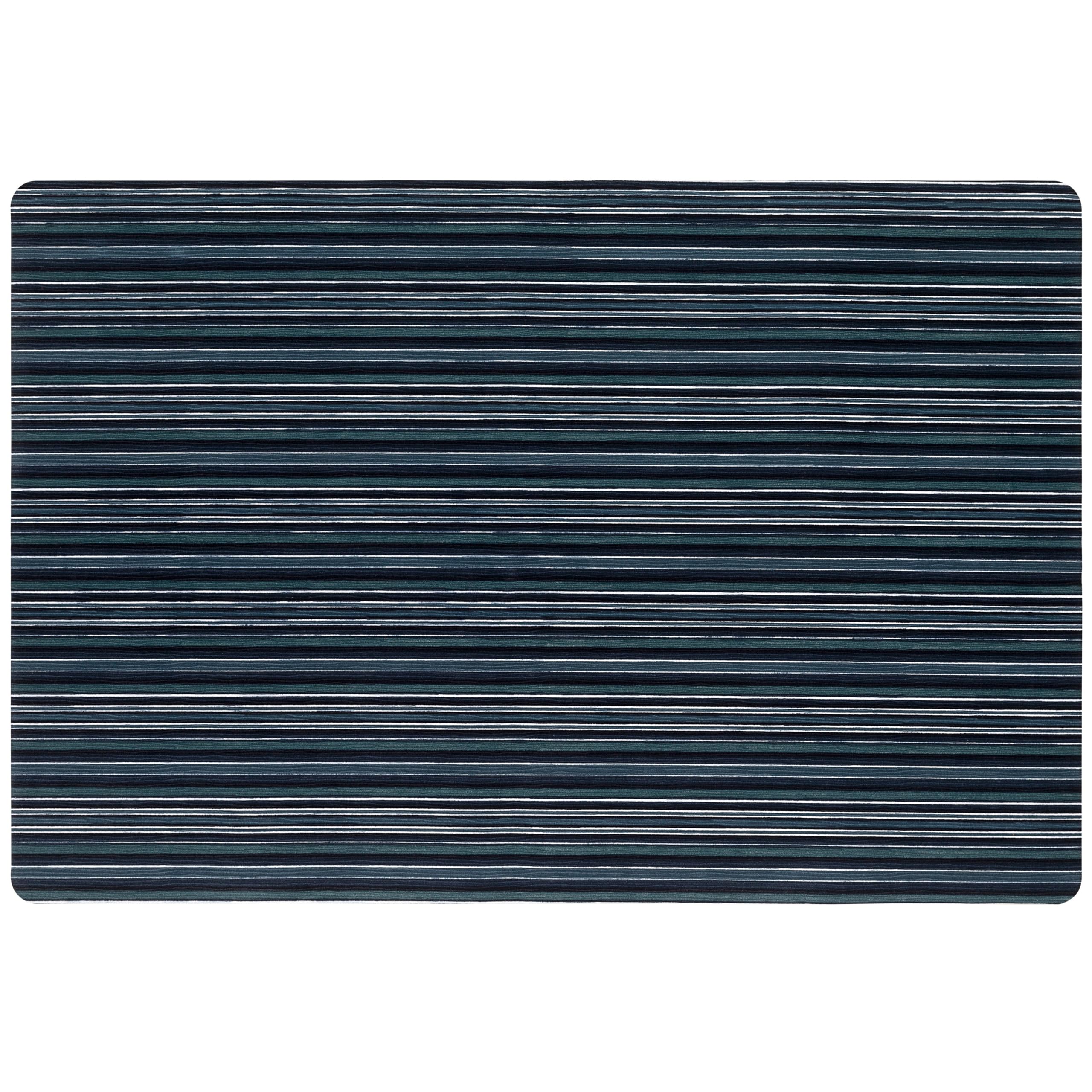 TOWN & COUNTRY BASICS Smooth Step Striped Low Profile Utility Kitchen Mat, Machine Washable, with Non-Slip Backing, Blue/Black, 