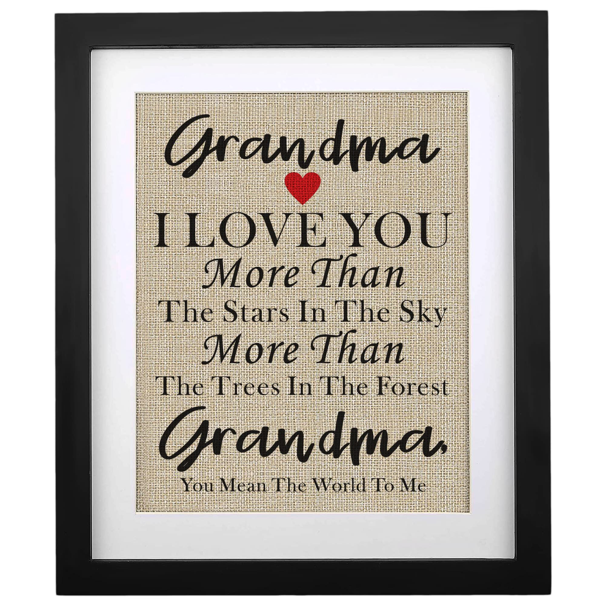 Gifts For Grandma From Grandkids, Grandma Mothers Day Birthday Christmas Gifts Ideas - Framed Burlap Print 11'' W X 13'' H (Fram
