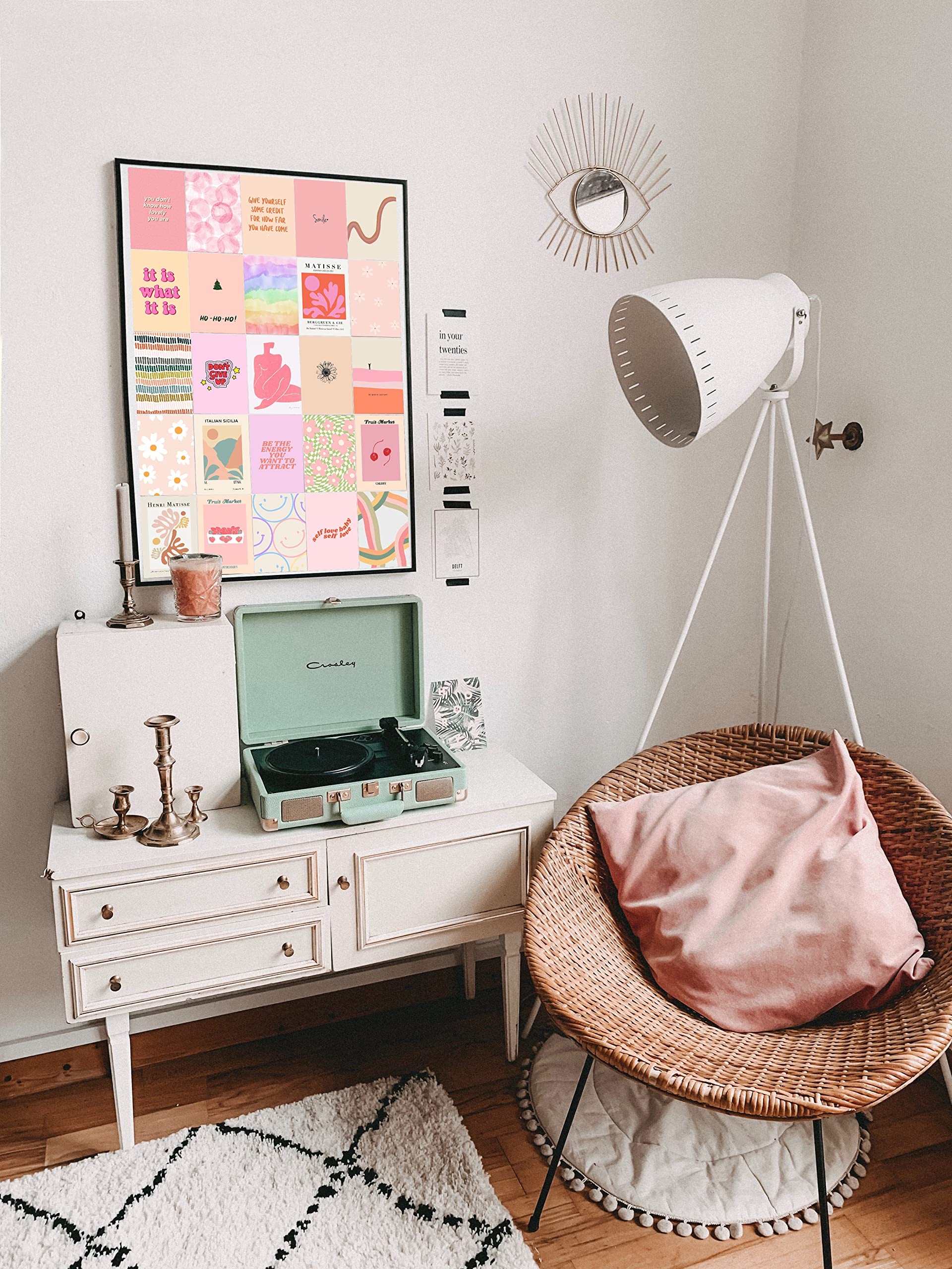 Edus Pink Danish Pastel Room Decor, Danish Pastel Wall Collage Kit, Pink Aesthetic Posters Prints For Wall Decor, 50Pcs (4X6 Inc