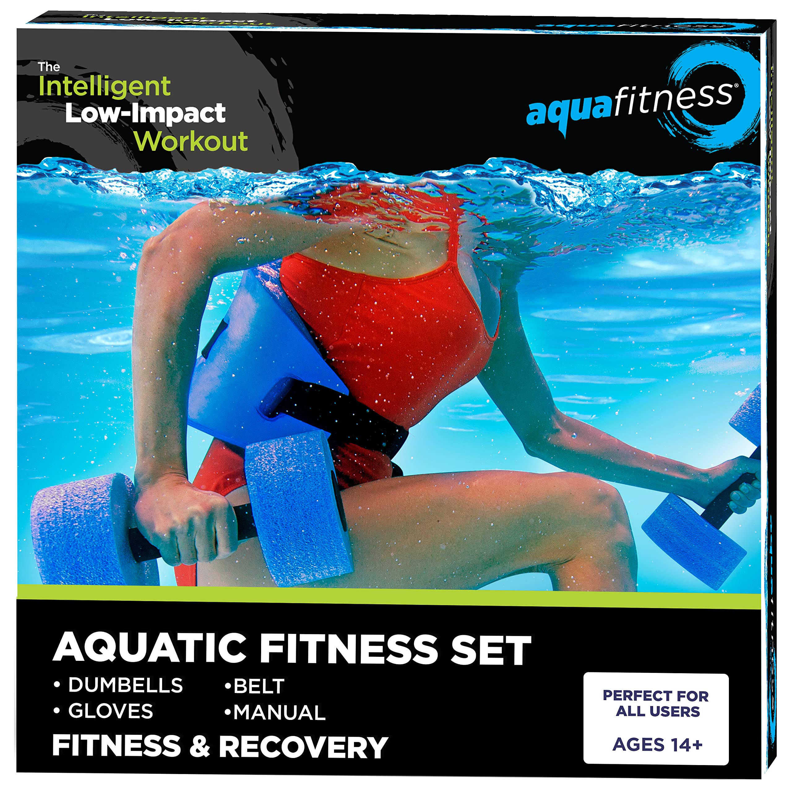 New Aqua 6-Piece Water Fitness Set -Aexercise Equipmentaforawater Aerobicsaand Otherapool Exercisea- Includes Aquatic Swim Belt,