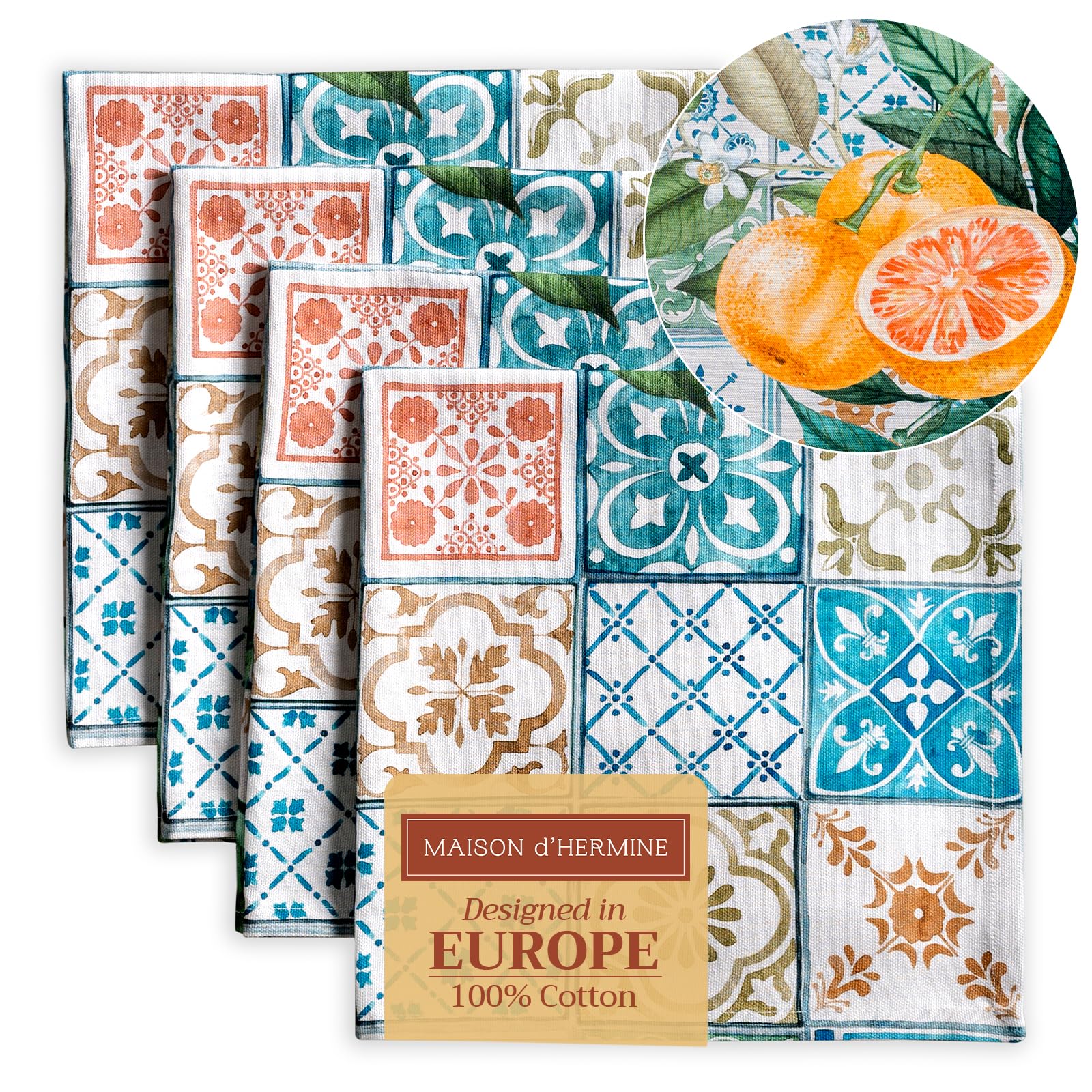 Maison D Hermine Napkins 100% Cotton Set Of 4 Decorative Cloth Napkin Washable Dinner Napkins For Gifts, Holiday, Dinner, Weddin