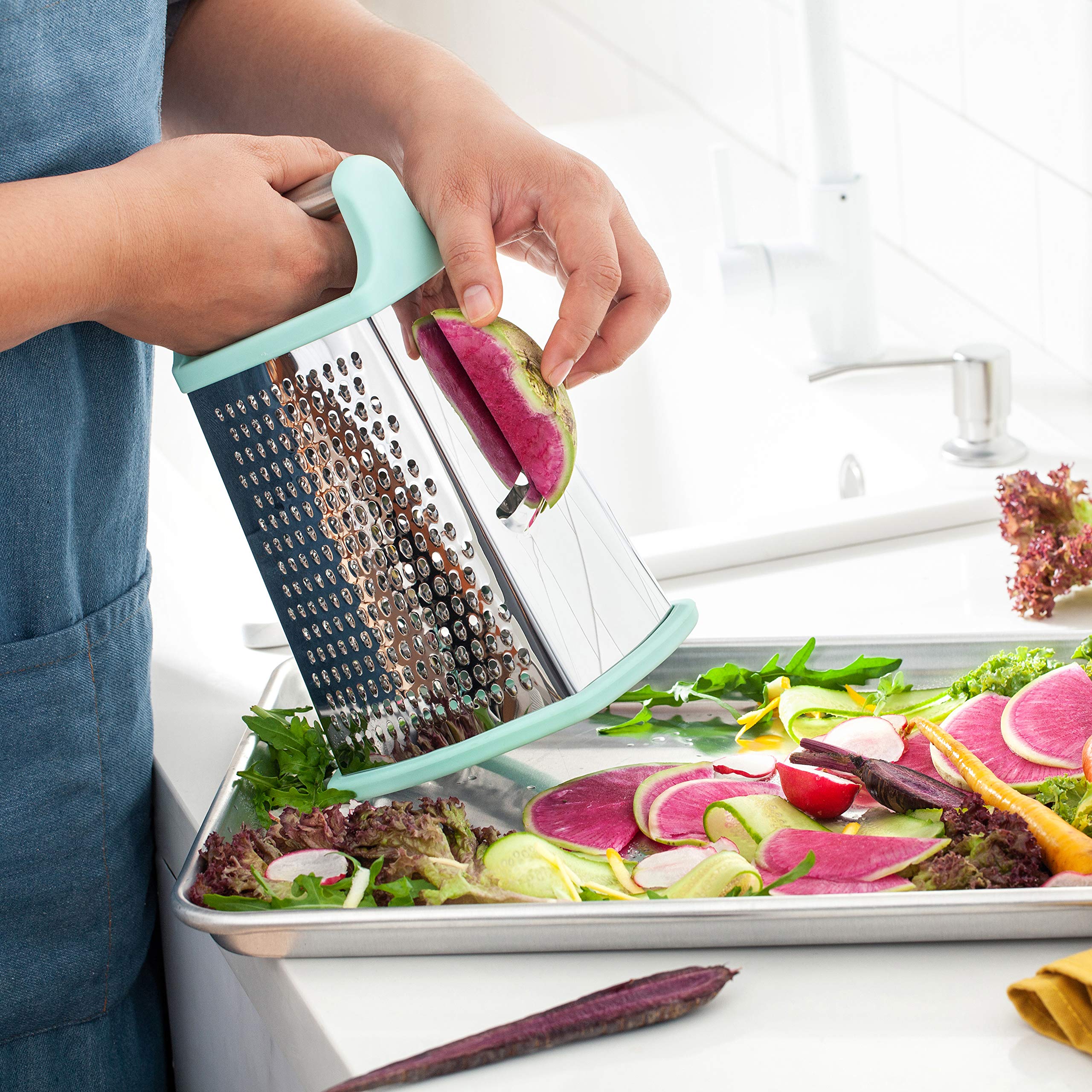 Spring Chef Professional Cheese Grater - Stainless Steel Box Grater For Kitchen, Xl Size - Perfect 4 Sided Shredder For Parmesan