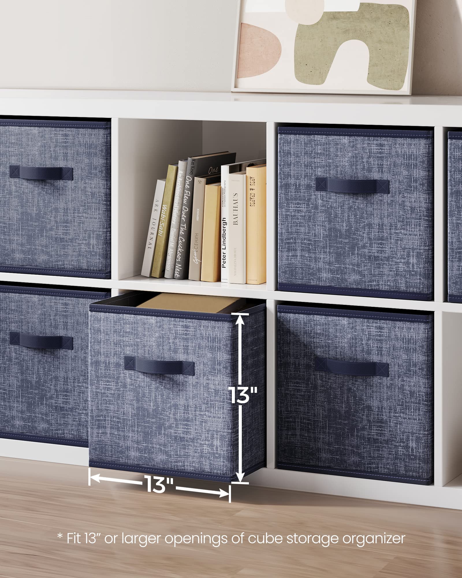 Songmics Storage Cubes, 13-Inch Non-Woven Fabric Bins With Double Handles, Set Of 6, Closet Organizers For Shelves, Foldable, Fo