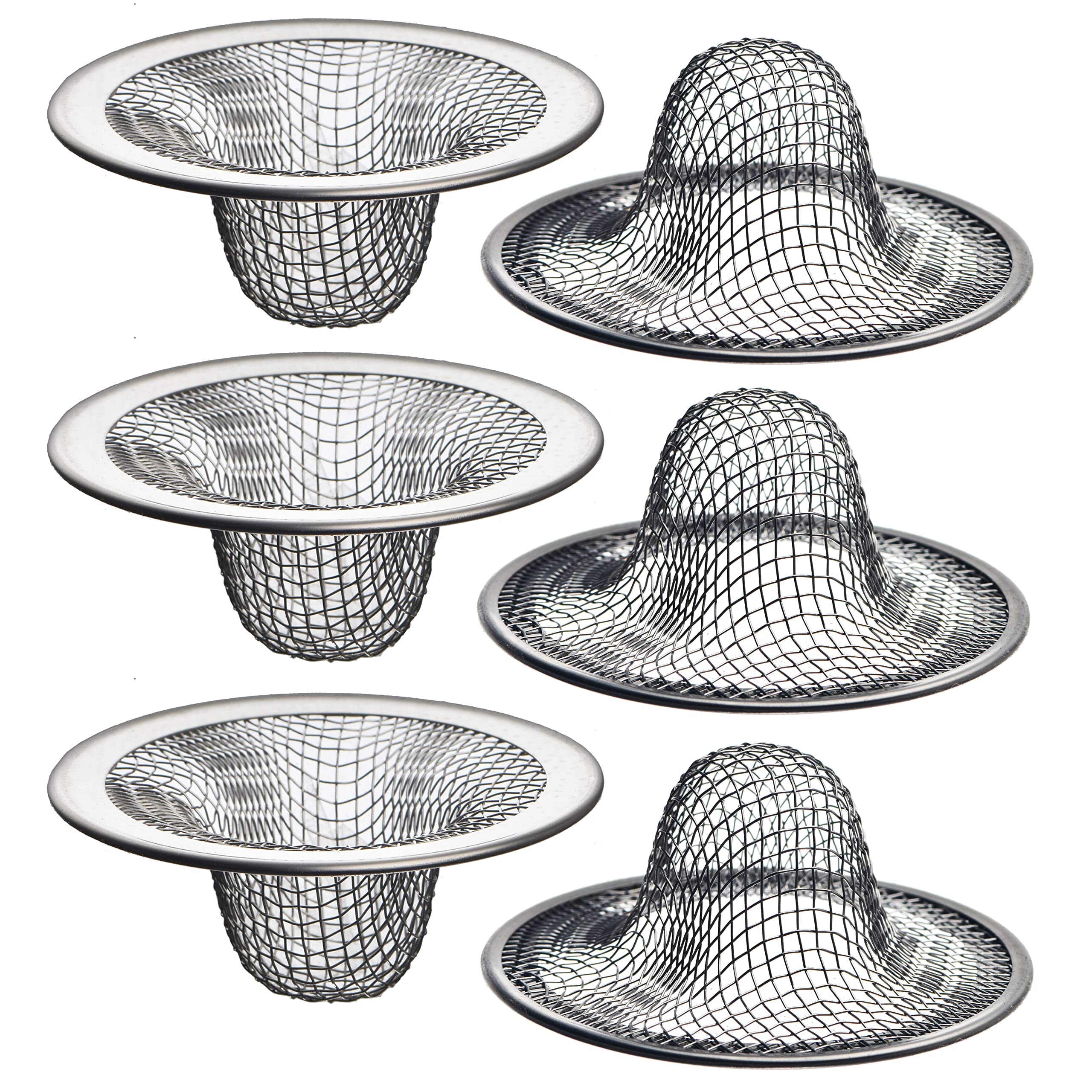 6 Pack - 2.125'' Top / 1'' Basket- Mesh Sink Drain Strainer Hair Catcher For Bathroom Sink, Utility, Slop, Laundry, Rv And Lavat