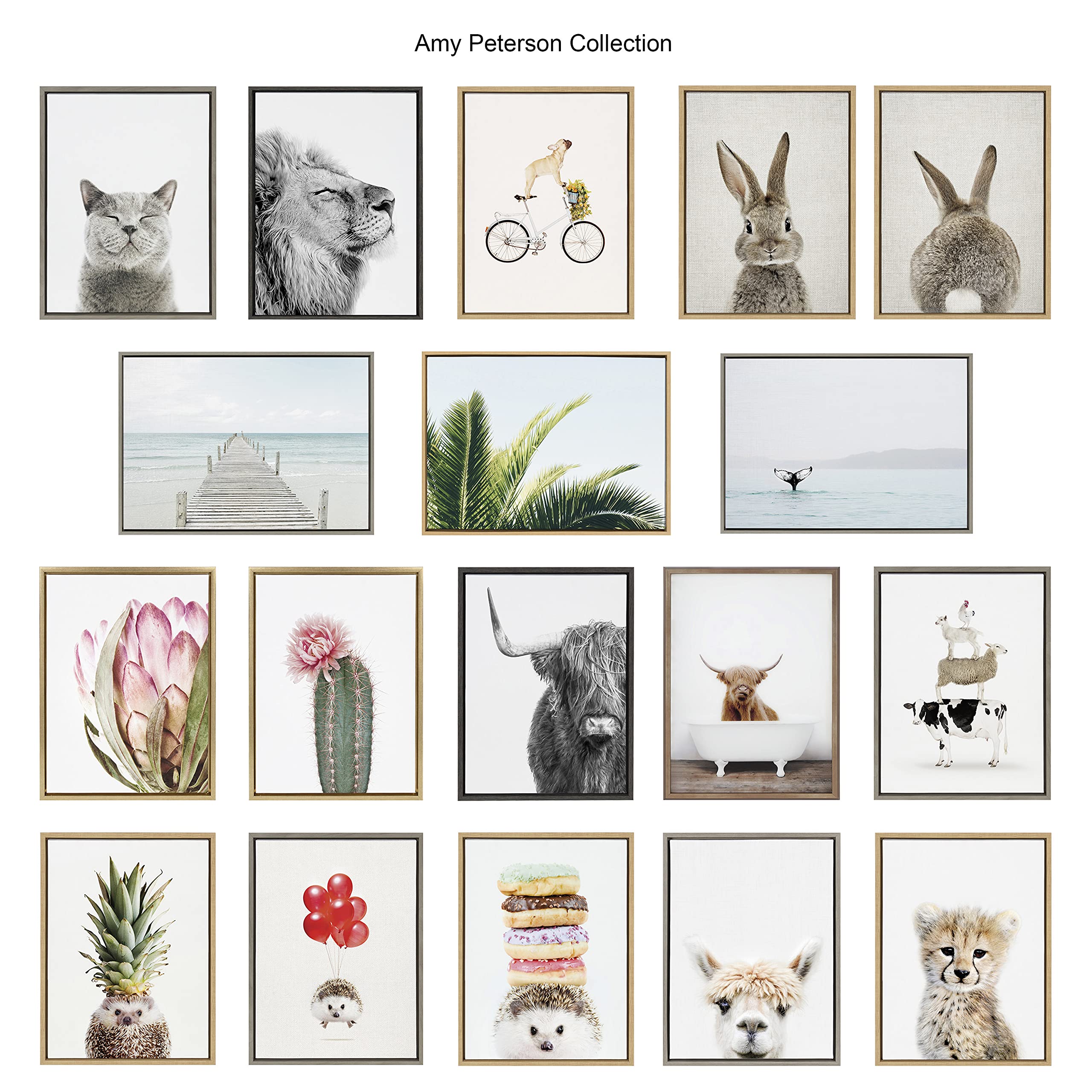 Kate And Laurel Sylvie Bubble Gum Bunny Framed Canvas Wall Art By Amy Peterson Art Studio, 18X24 Gray