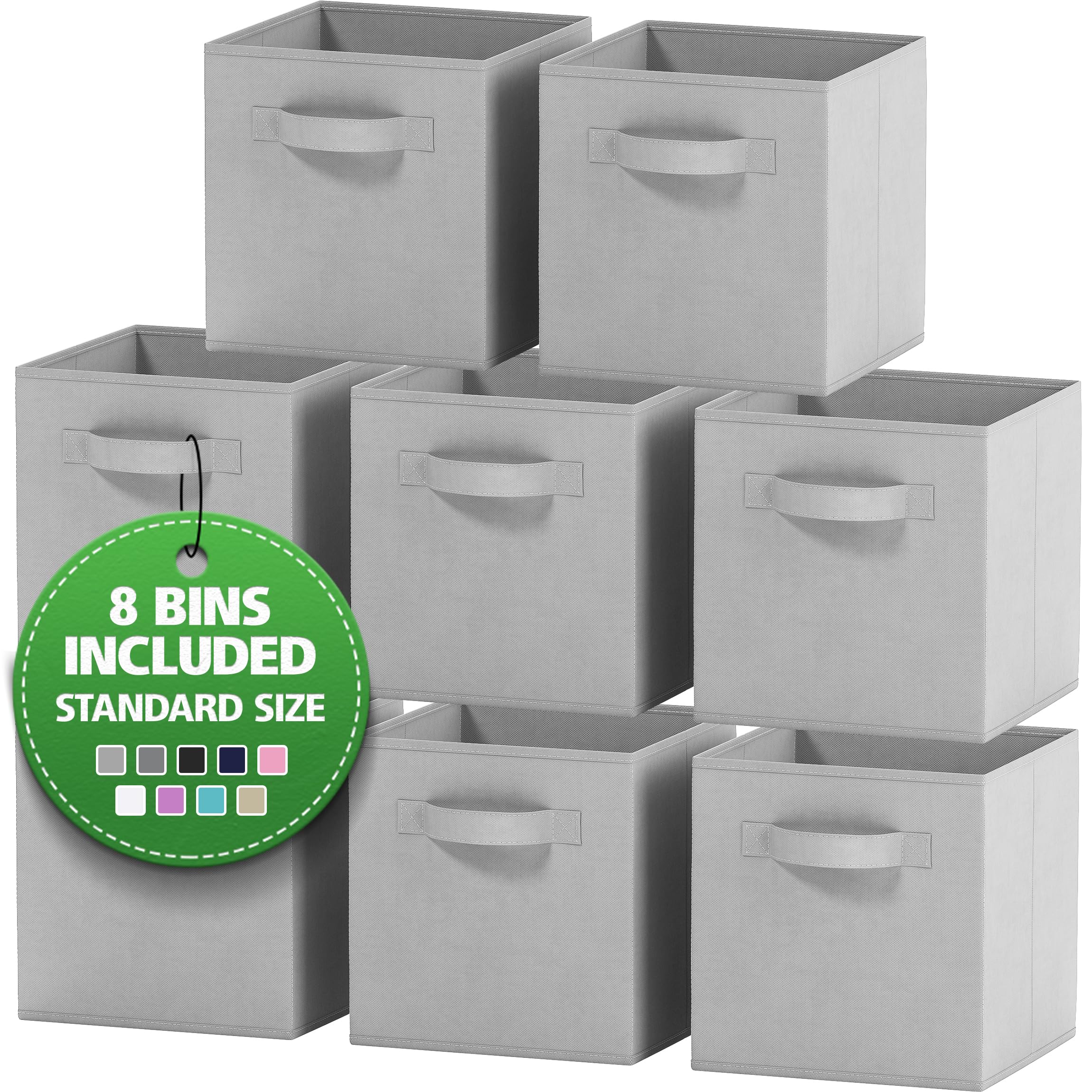 Royexe Cube Storage Baskets for Organizing -11 Inch -Set of 8 Heavy-Duty Storage Cubes for Storage and Organization. Perfect Bins for Cubby Storage Boxes Or Cube Storage Organizer (Light Grey)