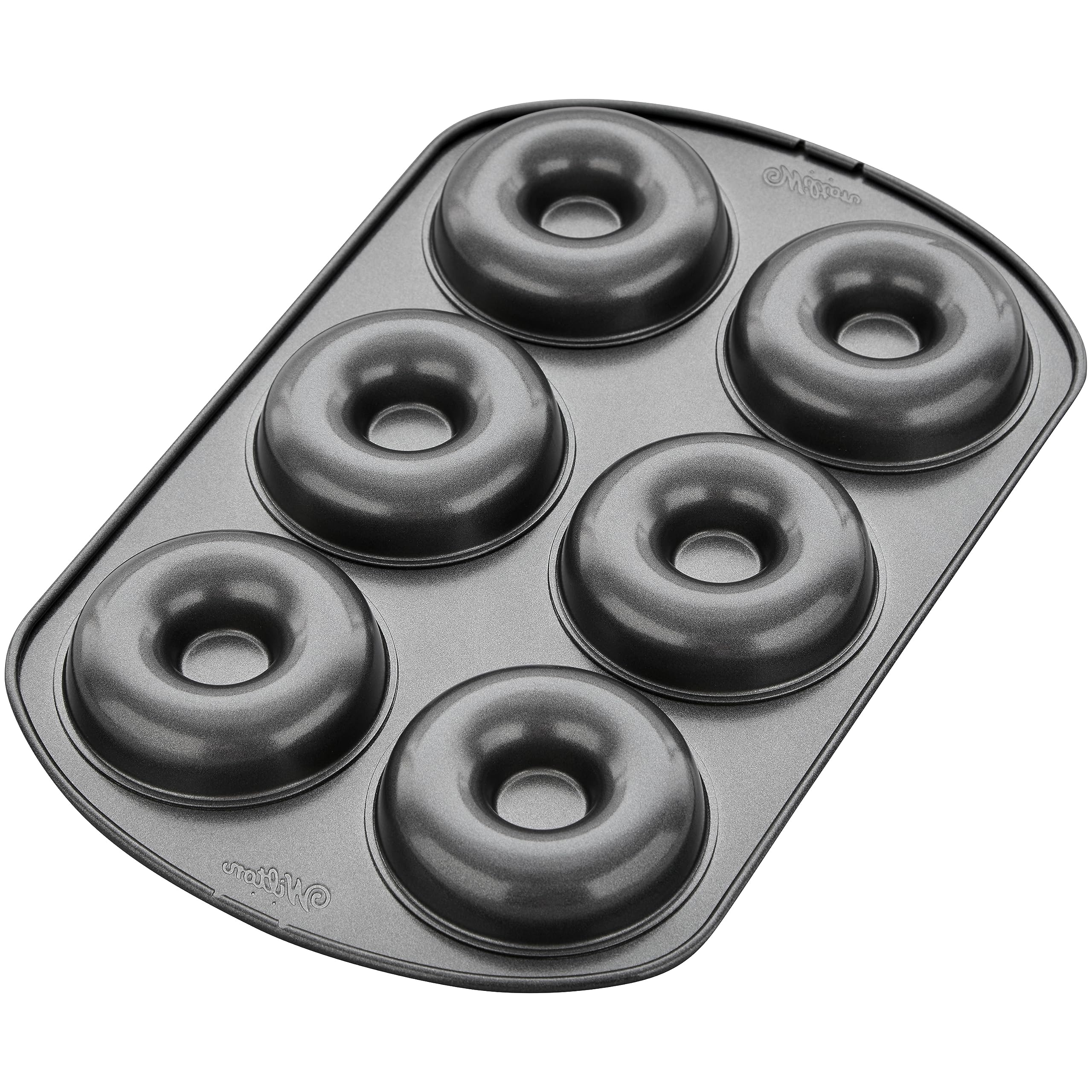 Wilton 6-Cavity Doughnut Baking Pan, Makes Individual Full-Sized 3 3/4'' Donuts Or Baked Treats, Non-Stick And Dishwasher Safe,