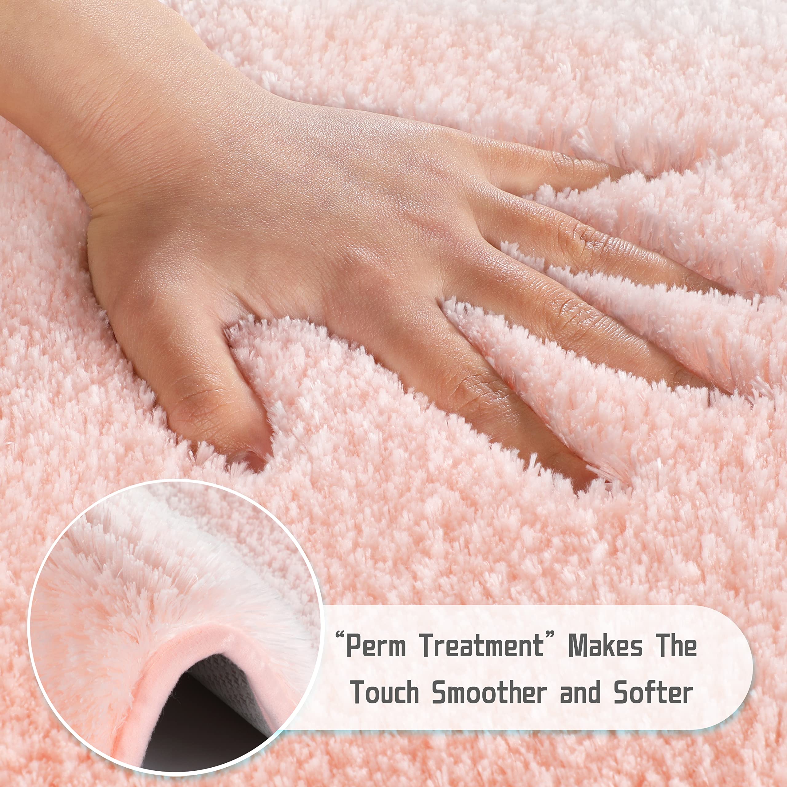 Yimobra Luxury Fluffy Bathroom Rug Mat  Extra Soft Comfortable Plush Absorbent Microfiber Bath Rugs  Thick Non Slip Shaggy Bath Mats for Bathroom Floor  Tub and Shower  Machine Wash  32''x20''  Pink