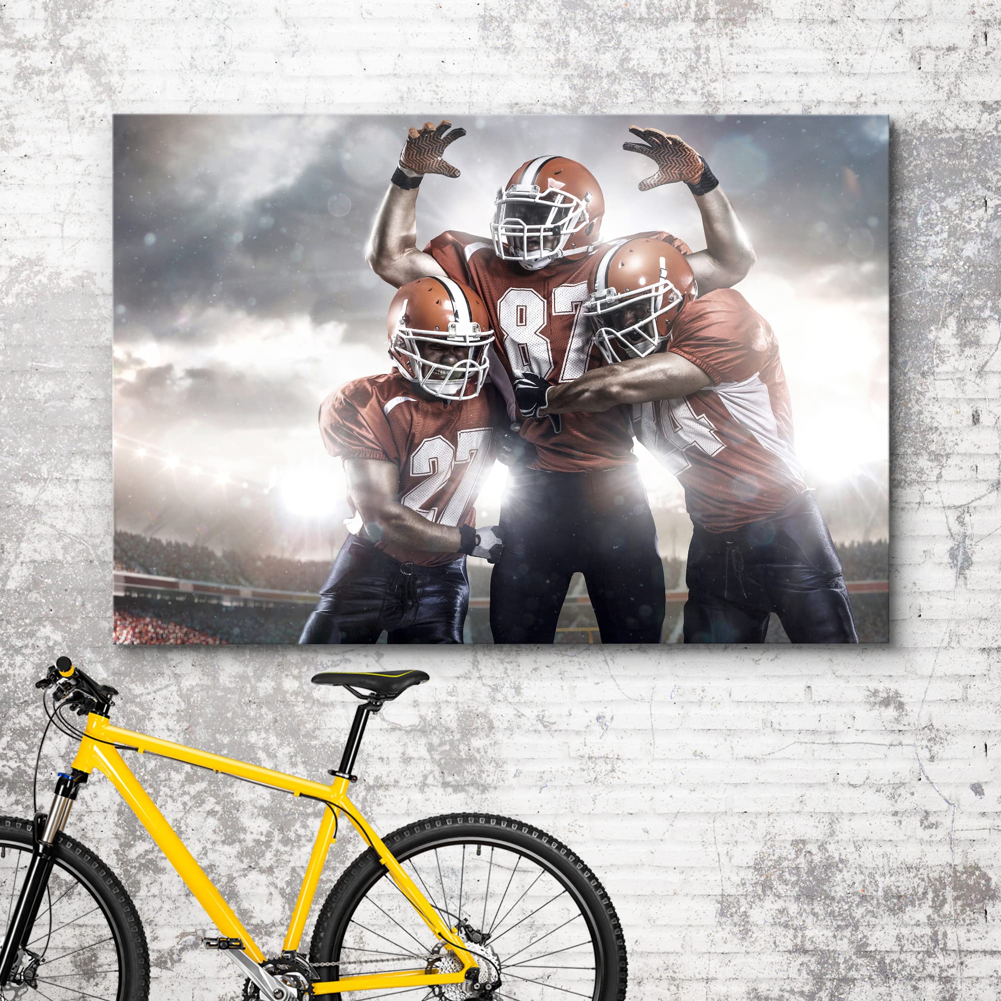 Wall26 Canvas Print Wall Art Celebrating Football Player Storm Cloud Stadium Athletes Sports & Fitness Photography Realism Decor