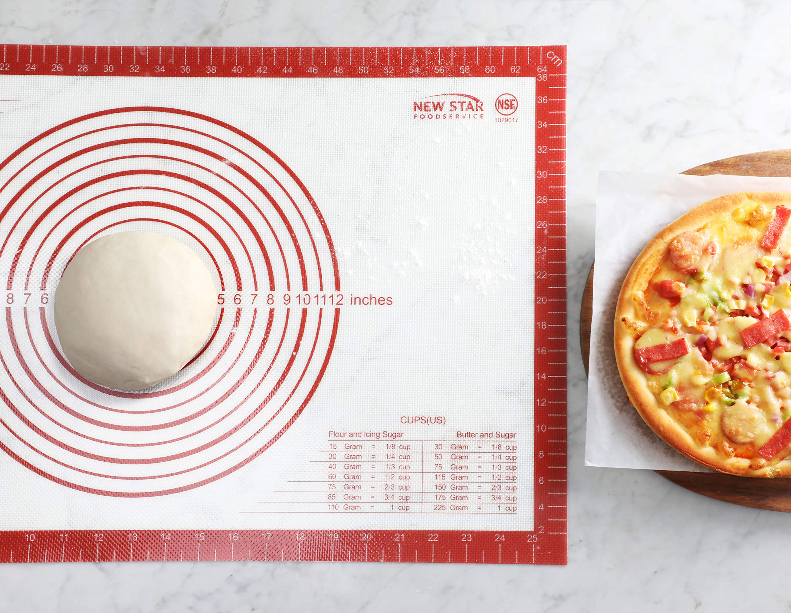 New Star 1029017 Non-Slip Silicone Pastry Mat, Extra Large With Measurements, 16X26'', Nsf International Certified