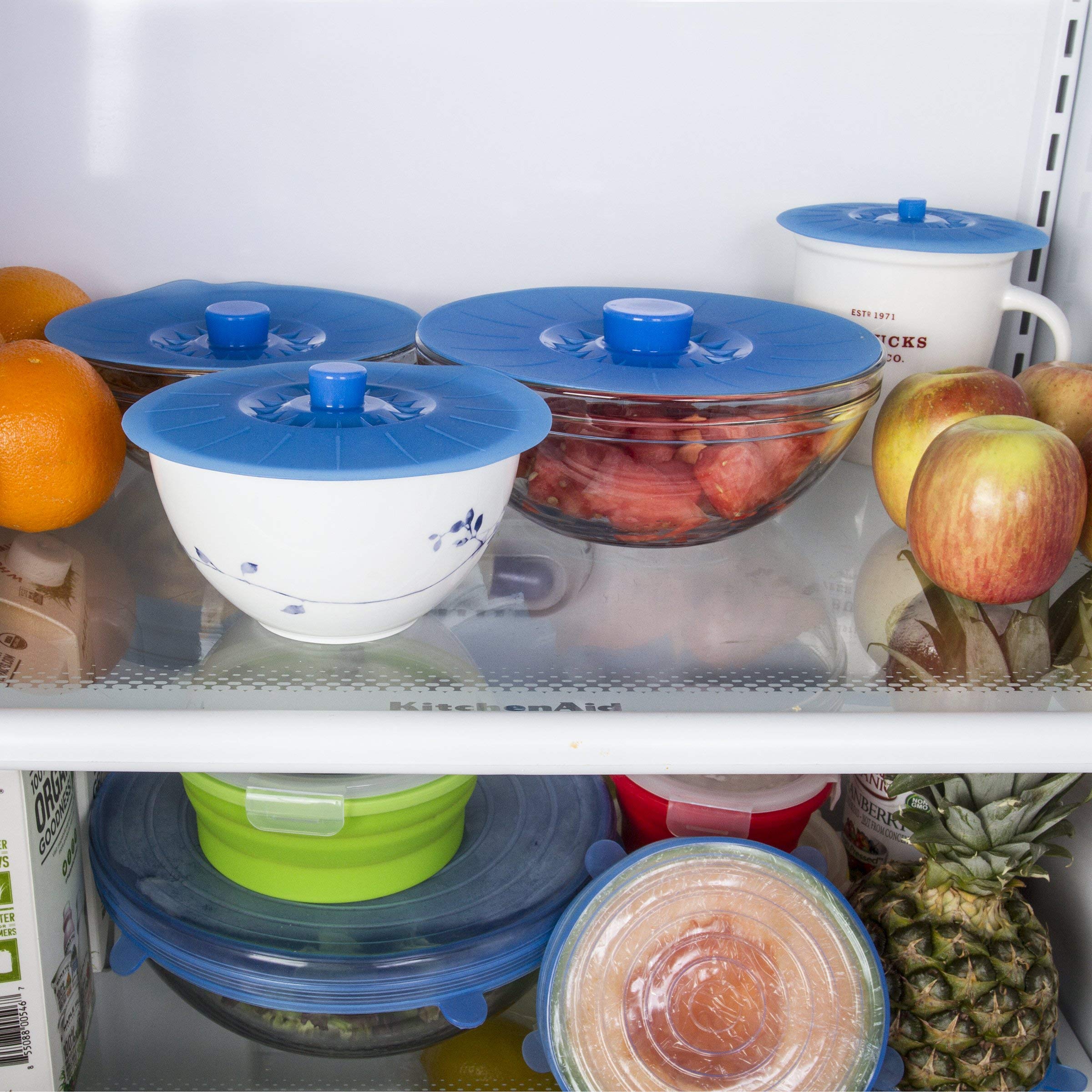 Kitchen + Home Silicone Suction Lids And Food Covers - Set Of 5 - Fits Various Sizes Of Cups, Bowls, Pans, Or Containers!