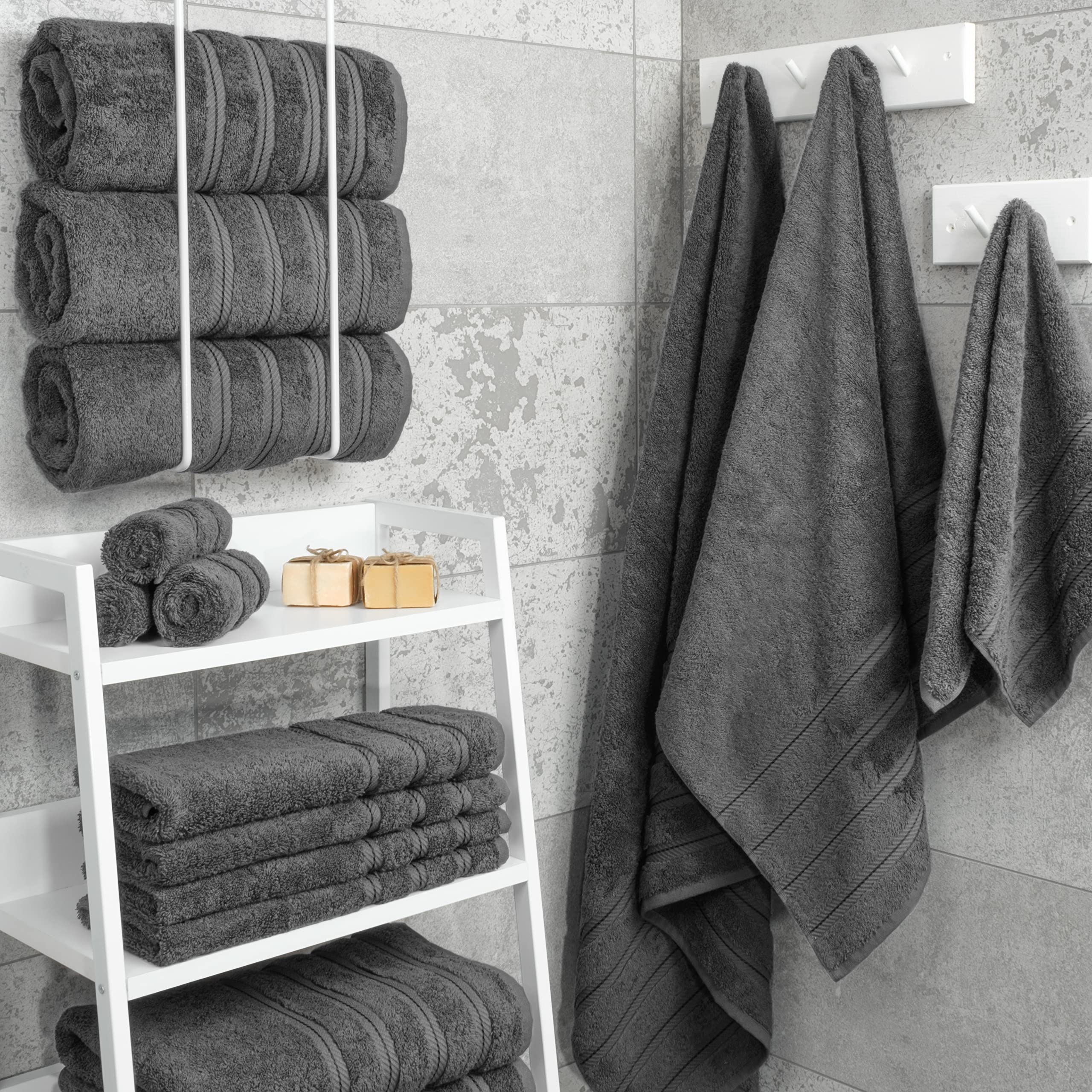 American Soft Linen Luxury 4 Piece Bath Towel Set, 100% Cotton Turkish Bath Towels For Bathroom, 27X54 In Large Bathroom Shower