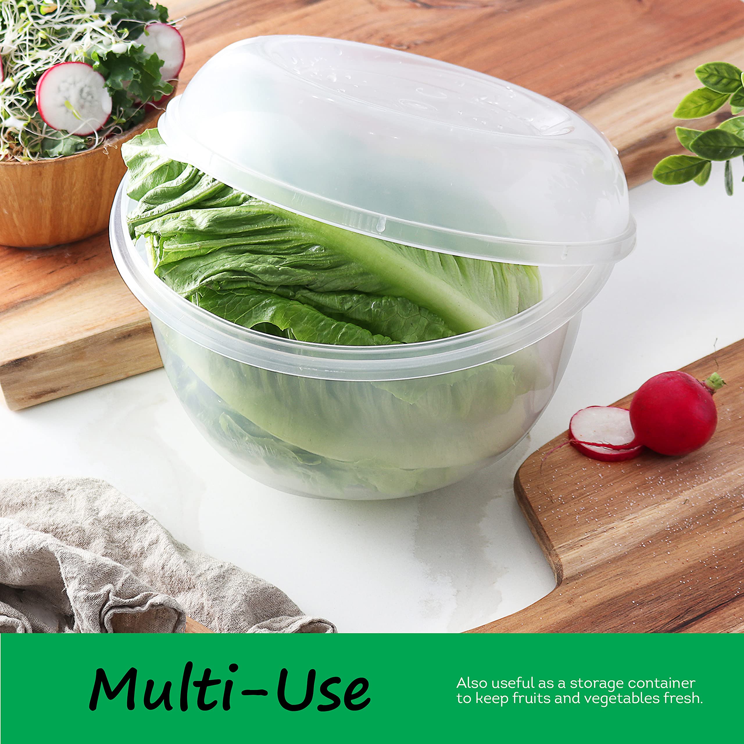 Tafura Lettuce Keeper for Fridge  Lettuce Crisper  Vegetable Saver with Cover  Lettuce Storage Container with Lid  Crisp and Fresh Greensaver  Salad Saver Box.