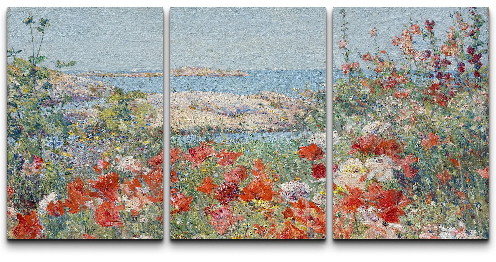 Wall26 Canvas Print Wall Art Set Watercolor Pastel Flower Field Coastal Landscape Nature Wilderness Illustrations Modern Art Dec