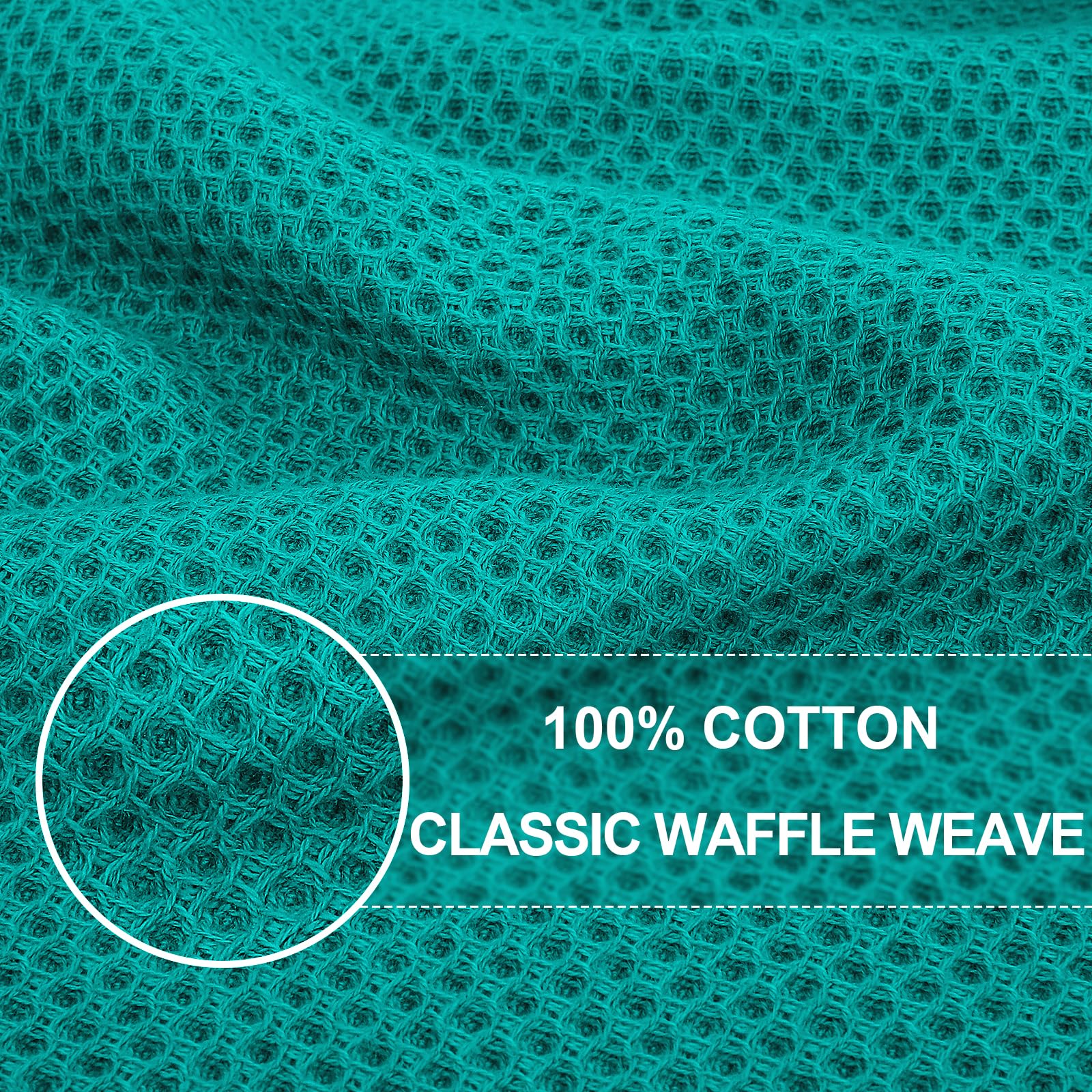 Homaxy 100% Cotton Waffle Weave Kitchen Dish Towels, Ultra Soft Absorbent Quick Drying Cleaning Towel, 13 x 28 Inches, 4-Pack, T