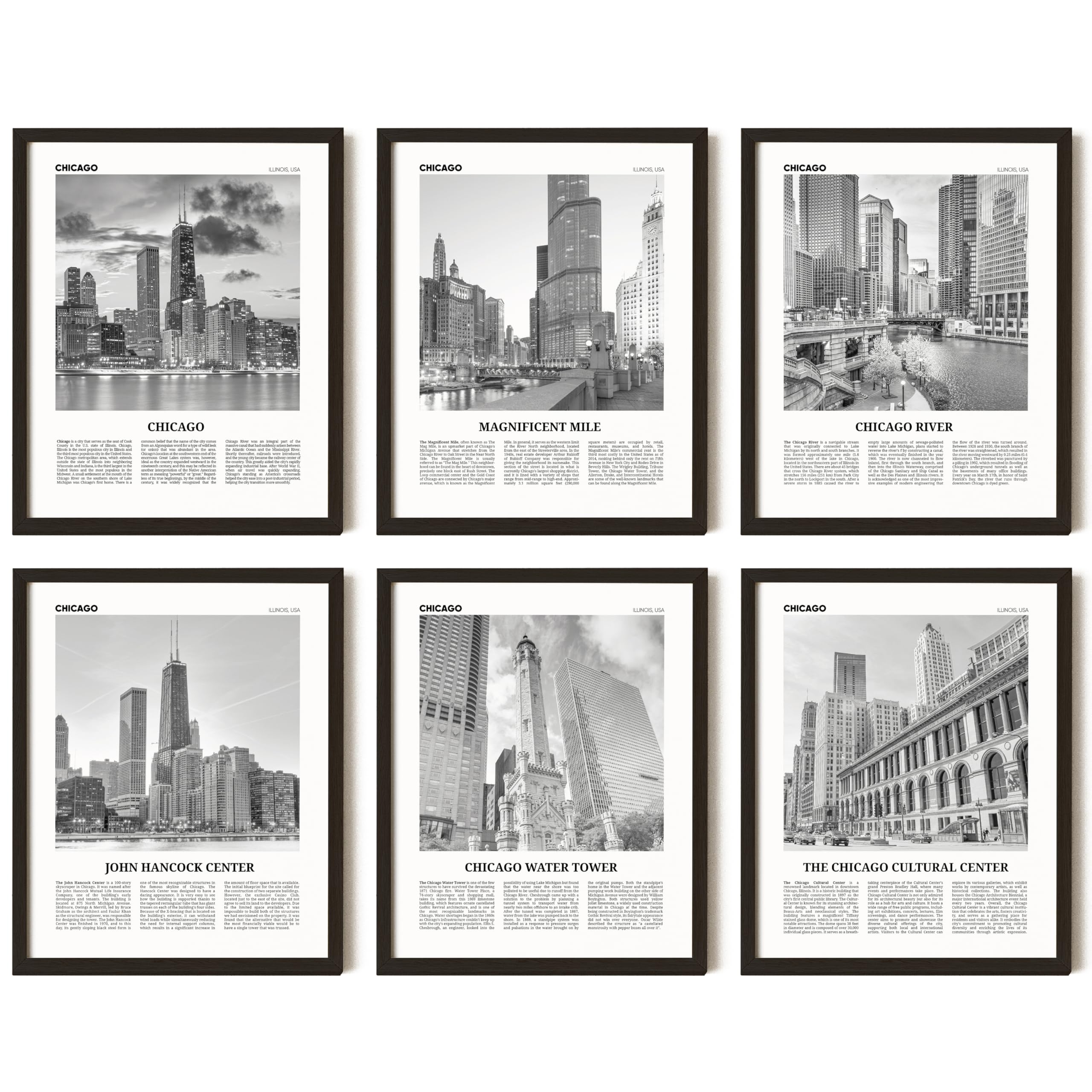 97 Decor Chicago Skyline Wall Art - Black And White Chicago Wall Art, Chicago City Pictures For Wall Decor, Cityscape Poster Lan