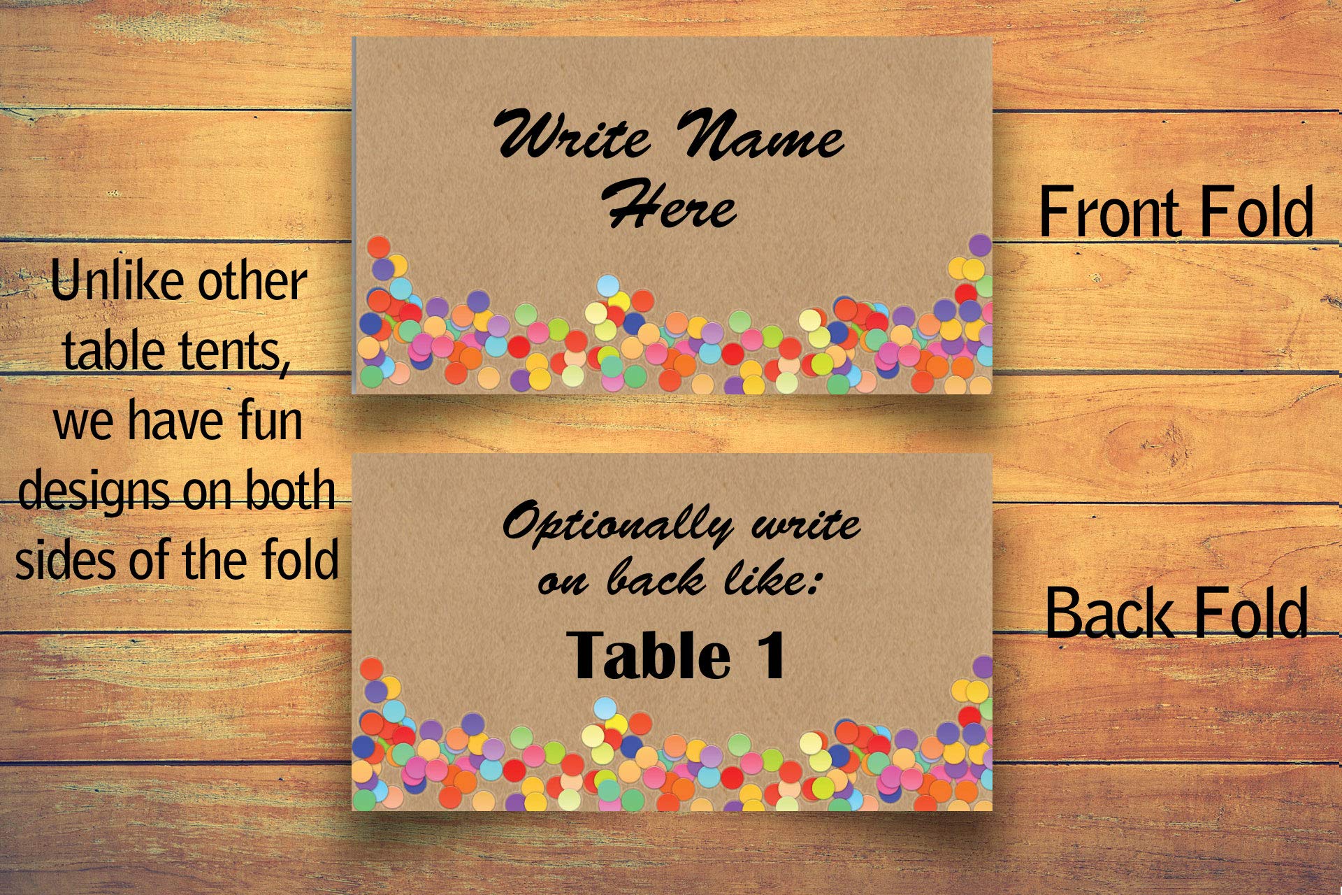 Stonehouse Collection | Name Place Cards | 25 Guest Seating Name Cards | Wedding Table Tents | Usa Made | Tent Cards (Colorful D