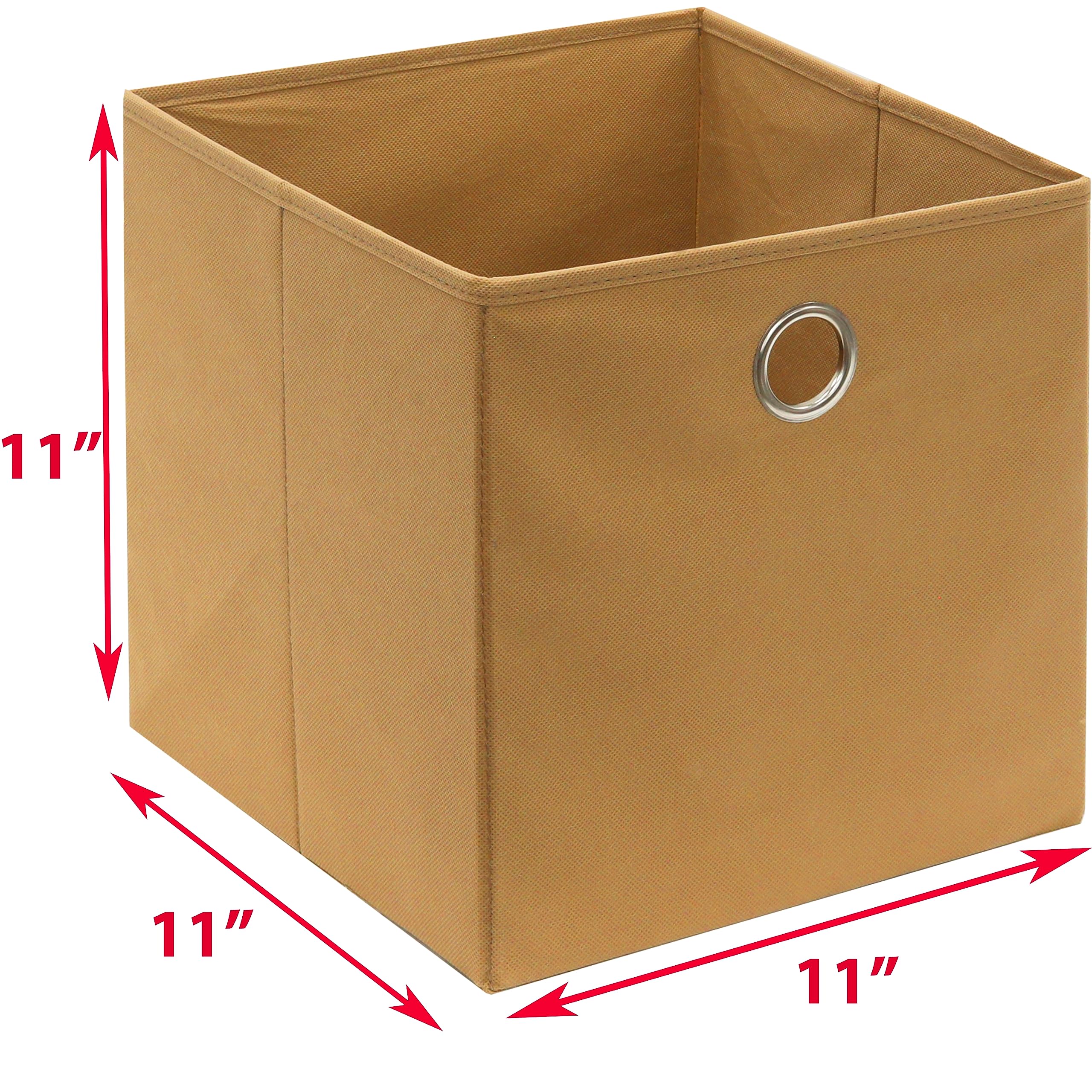 Simple Houseware 6 Pack Cube Baskets With Handles, Tan