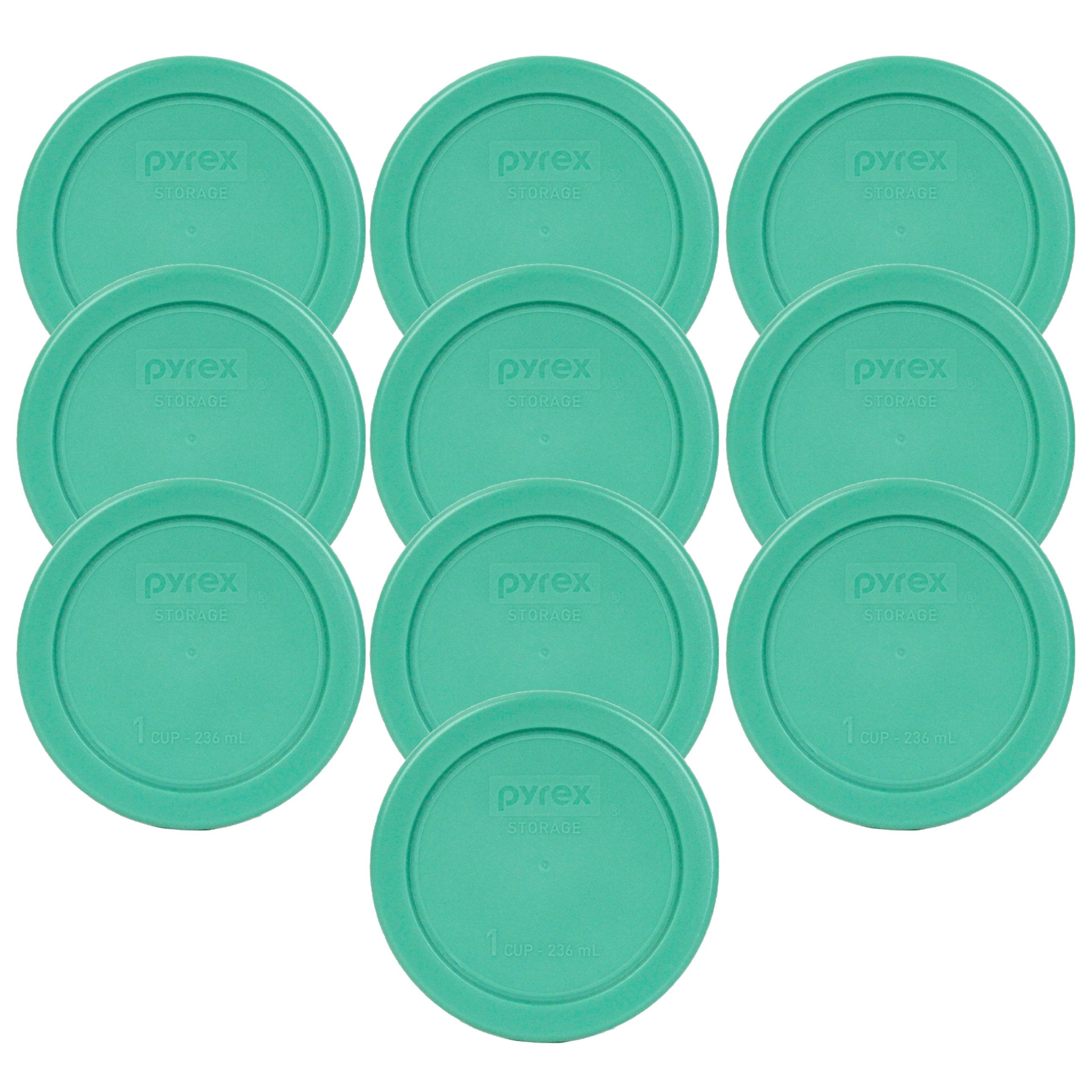 Pyrex 7202-Pc 1-Cup Green Plastic Food Storage Lid, Made In Usa - 10 Pack