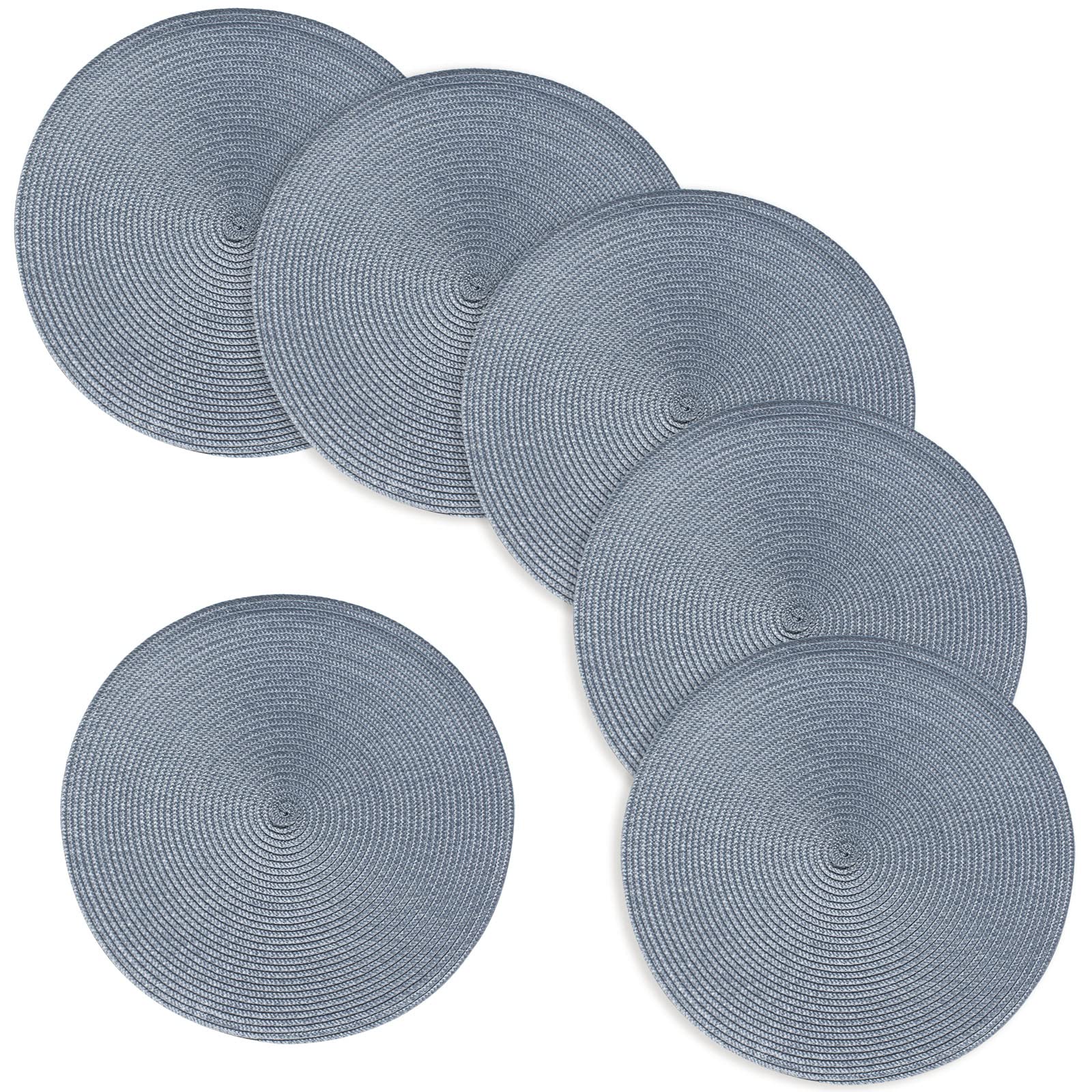 Ahhfsmei Round Braided Placemats 15 Inch Round Table Mats For Dining Tables Natural Woven Heat Resistant Place Mats Set Of 4 (Li