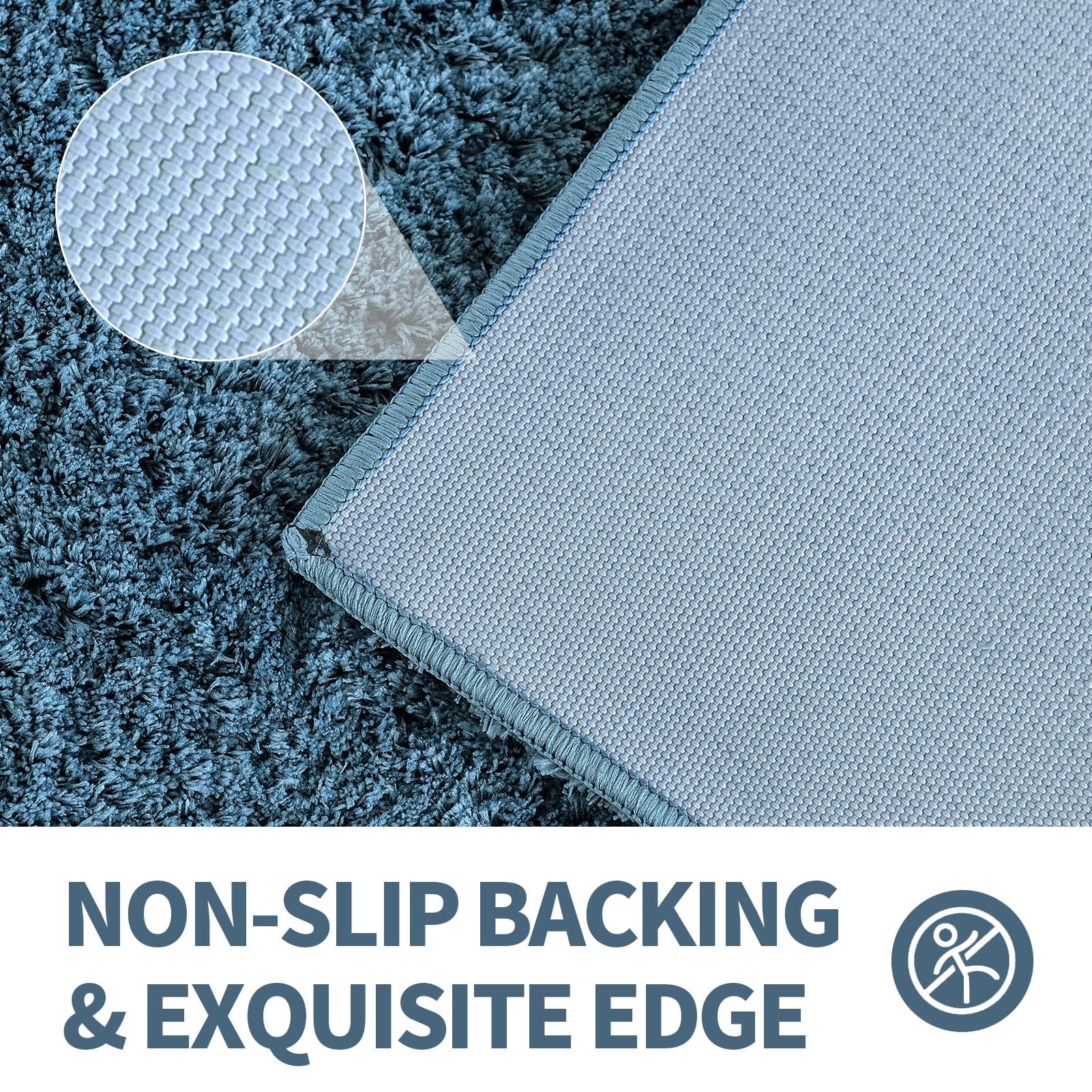 Cozecube Dusty Blue Bath Mats For Bathroom Non Slip, Bath Mat Runner, Ultra Soft Fluffy Shag Bath Rugs For Bathroom Washable, Pl