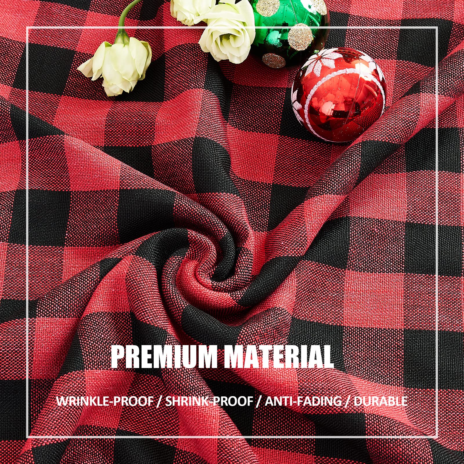 Midsummer Breeze Buffalo Plaid Rectangular Tablecloth-Cotton Gingham Table Cloth for Kitchen Restaurant Farmhouse Christmas Holiday Decor (Rectangle/Oblong  55x102 Red and Black)