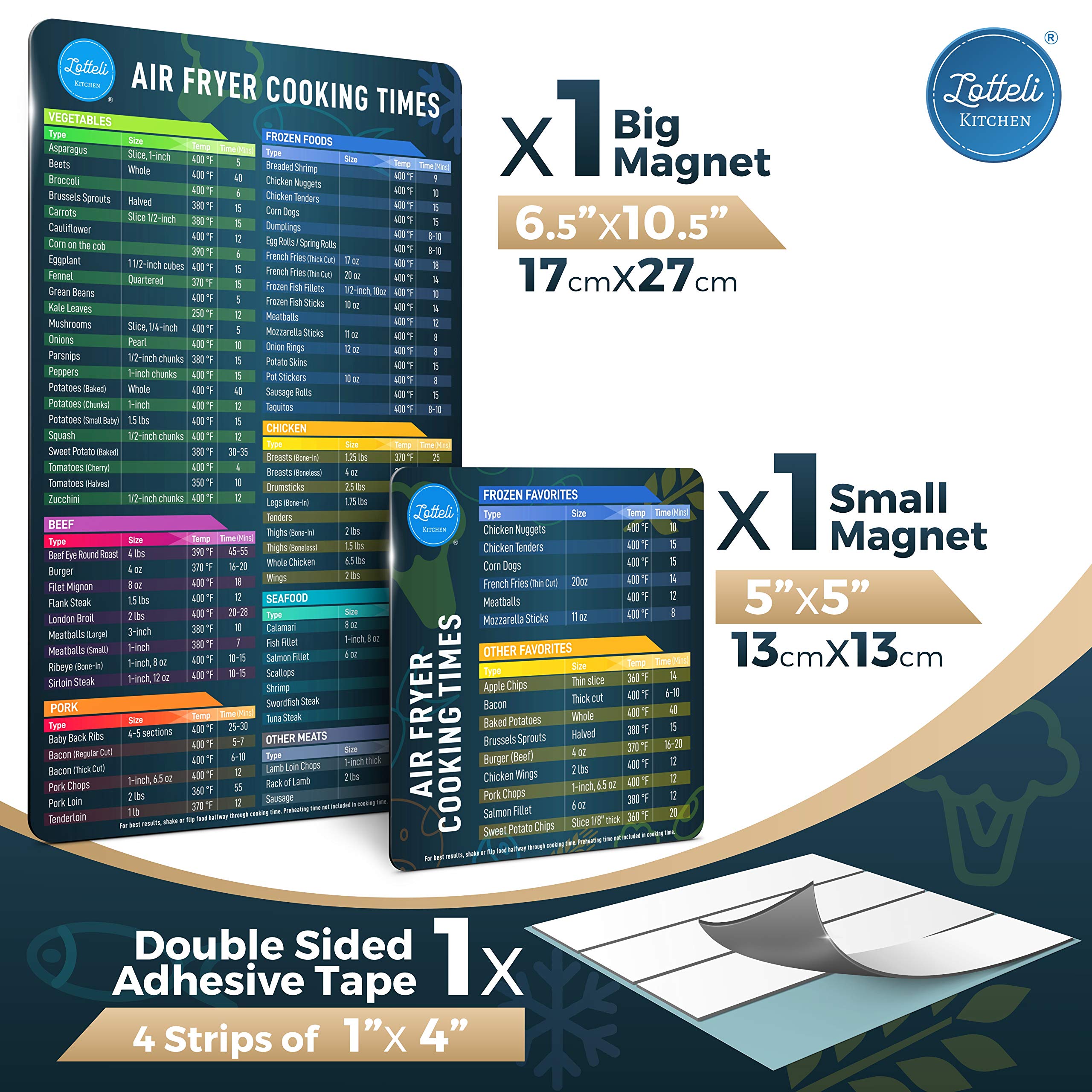 Air Fryer Magnetic Cheat Sheet Set, Air Fryer Accessories Cookbook, Airfryer Accessory Magnet Sheet Quick Reference Guide For Co